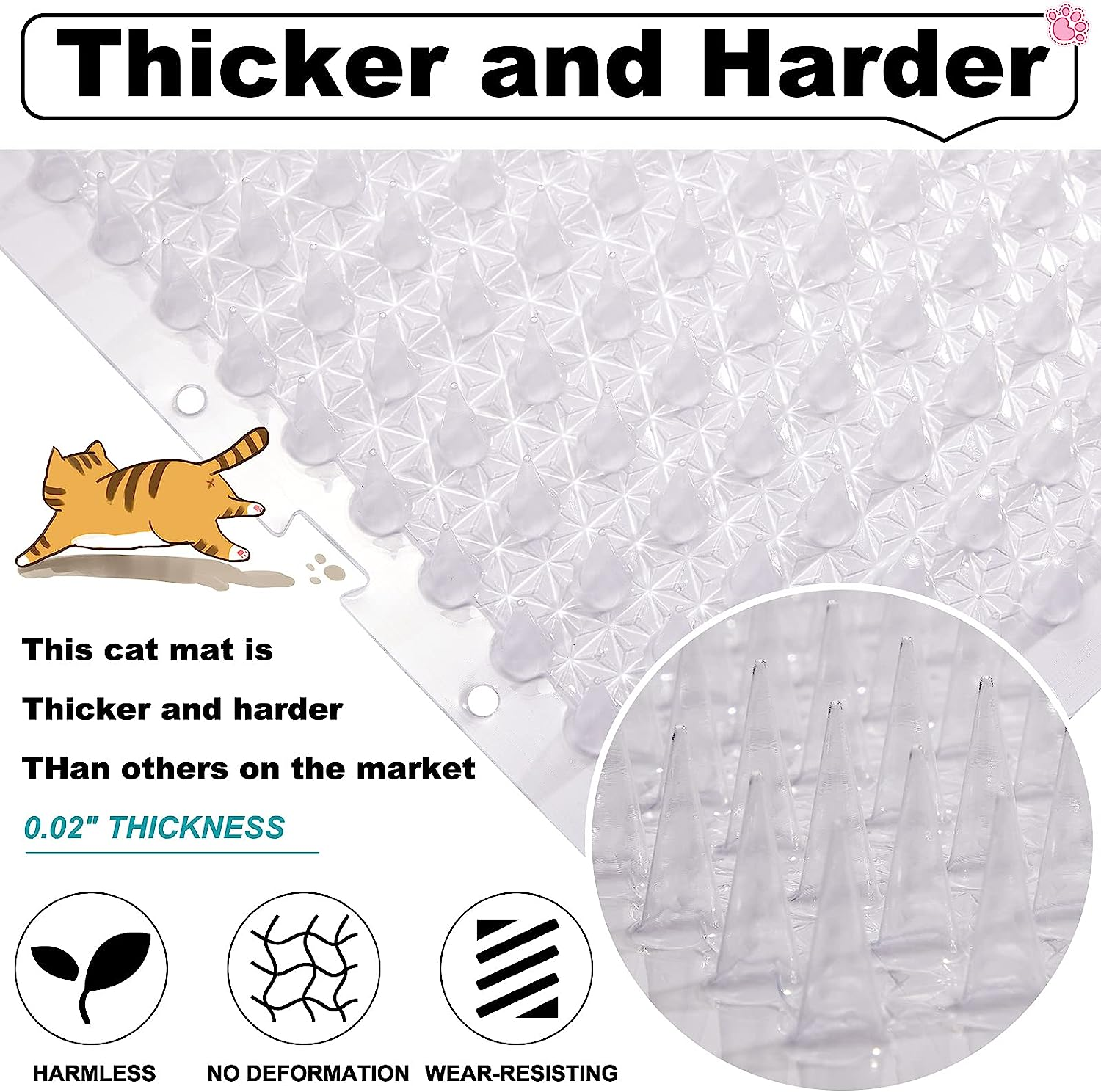 12 Pieces Clear Spiked Cat Repellent Mats for Outdoor Garden Window Sofa (Big Spikes, 16 X 13 Inches) image number 5