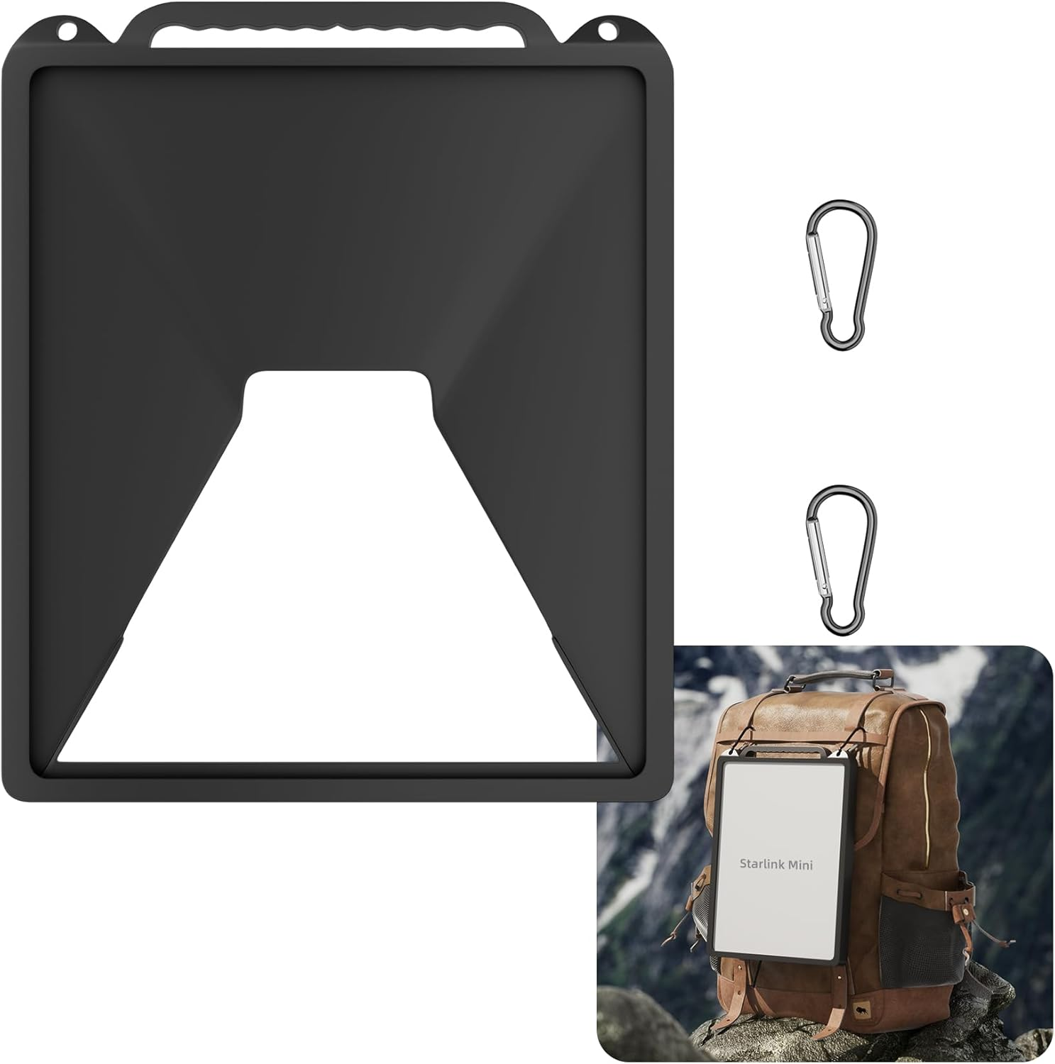 Starlink Mini Case Cover, Silicone Protector with Hook to Hang Starlink Mini on the Backpack for Non-Stop Signal Black