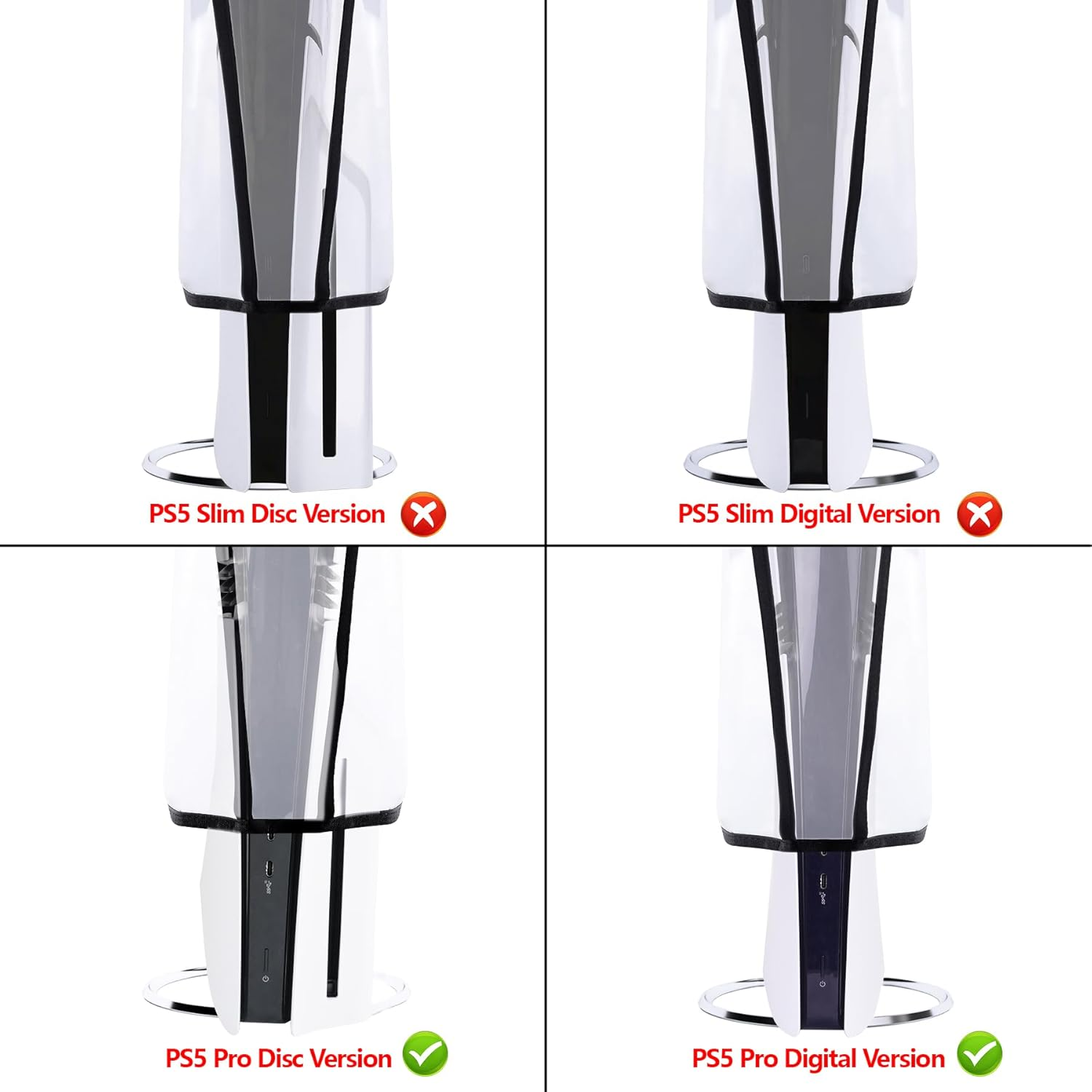 Playvital Vertical Dust Cover for Ps5 Pro Console Disc & Digital Edition, Dust Proof Protector Sleeve for Ps5 Pro Accessories, Waterproof, Transparent image number 5