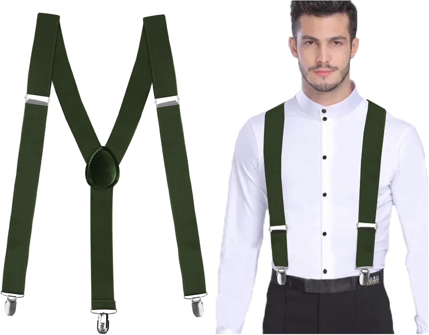 Men'S Suspenders, 1PCS 3 Hooks and Elastic Straps Y-Back, Dress Duty Braces for Heavy Duty, Big and Tall