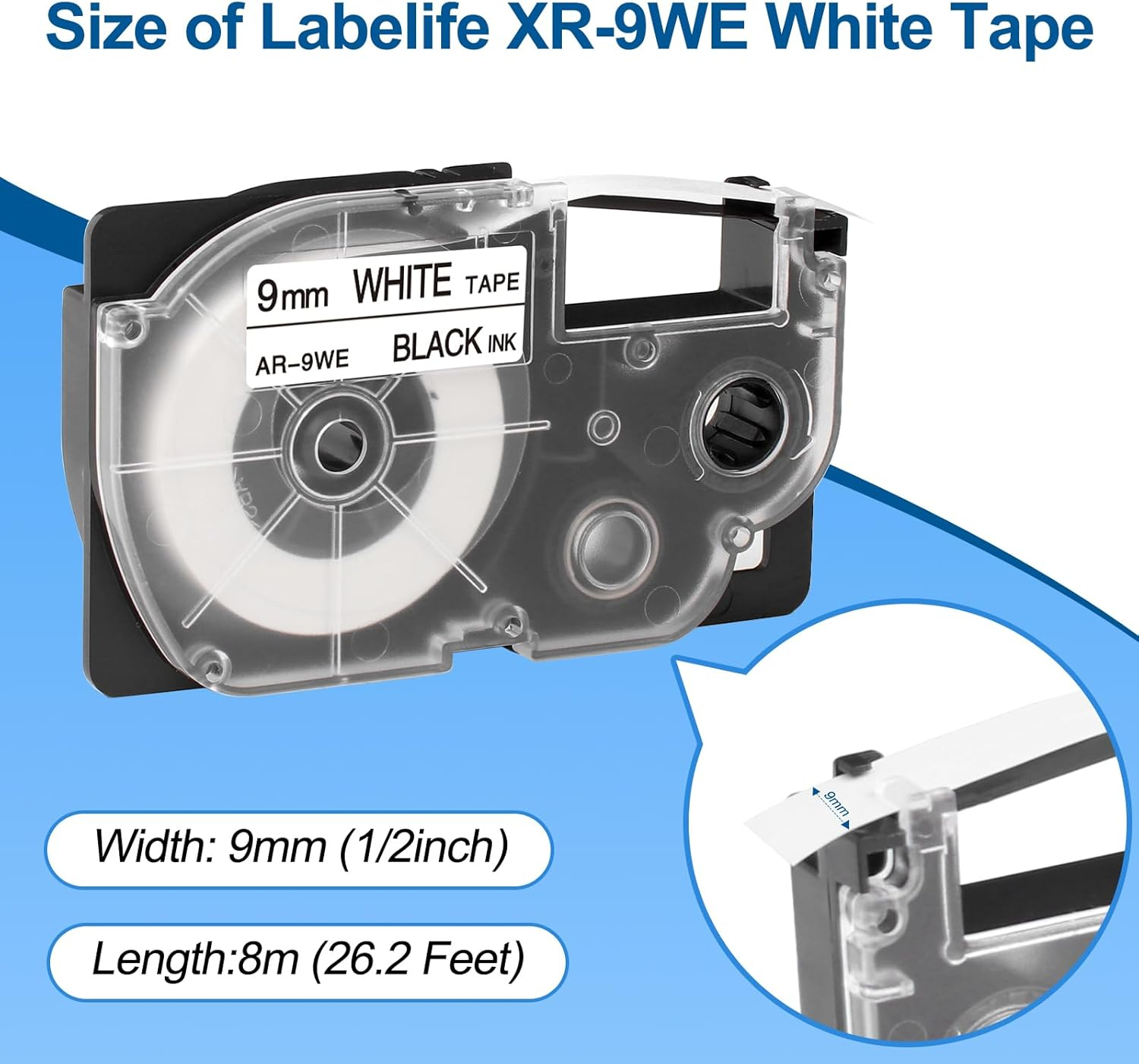 XR-9WE Replace for Casio Label It Tape 9Mm 3/8'' XR-9WE XR9WE XR-9WE2S Black on White Tape Cassette Comaptible Casio EZ Label Printer KL-750 KL-60 KL-100 KL-120 KL-430 KL-780 KL-7200, 3-Pack image number 2