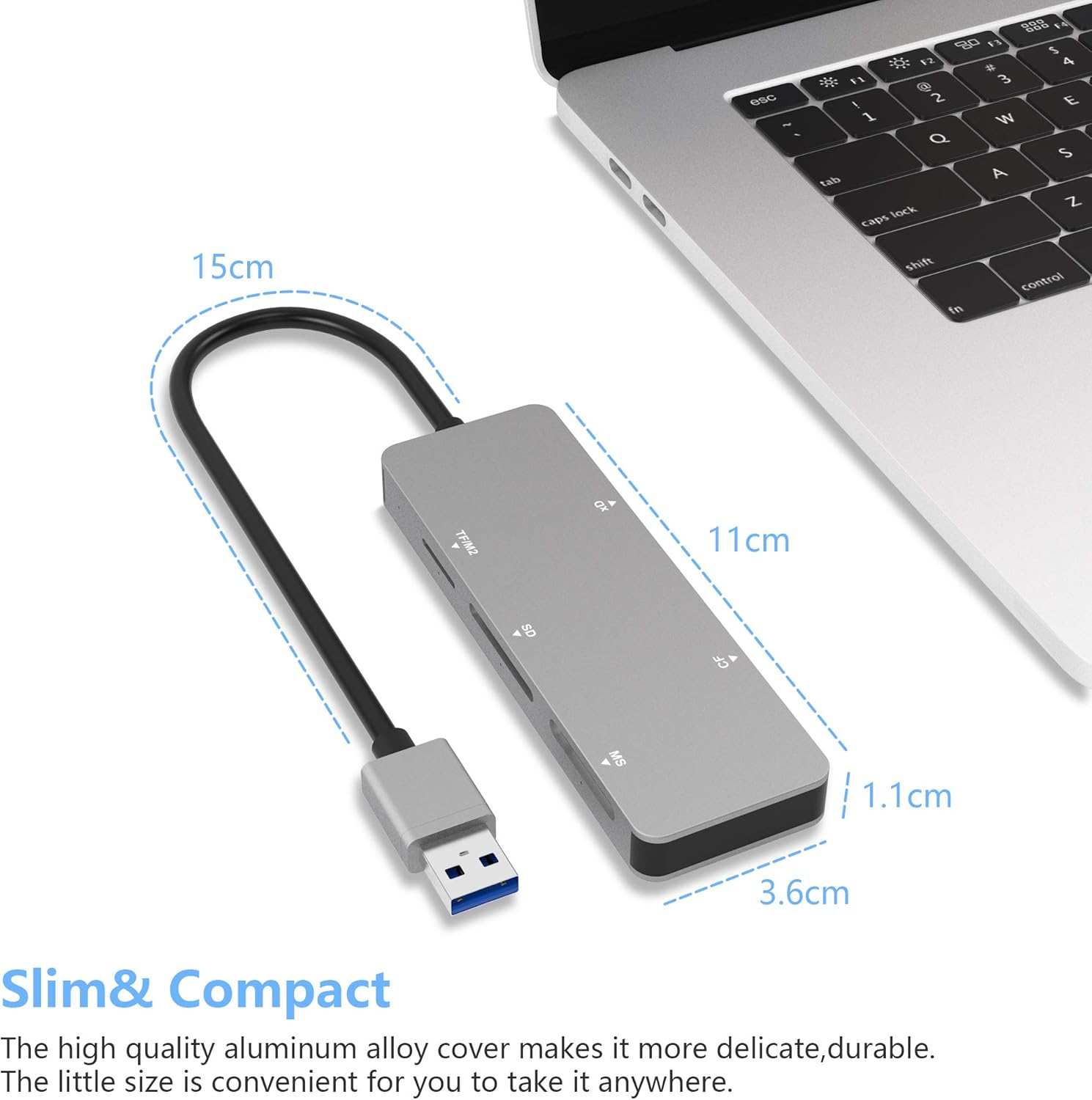 XD Card Reader, USB 3.0 (5Gps) High Speed TF/SD/MS/M2/XD/CF Memory Card Reader for Camera, Aluminum USB 3.0 XD Picture Card Reader image number 1