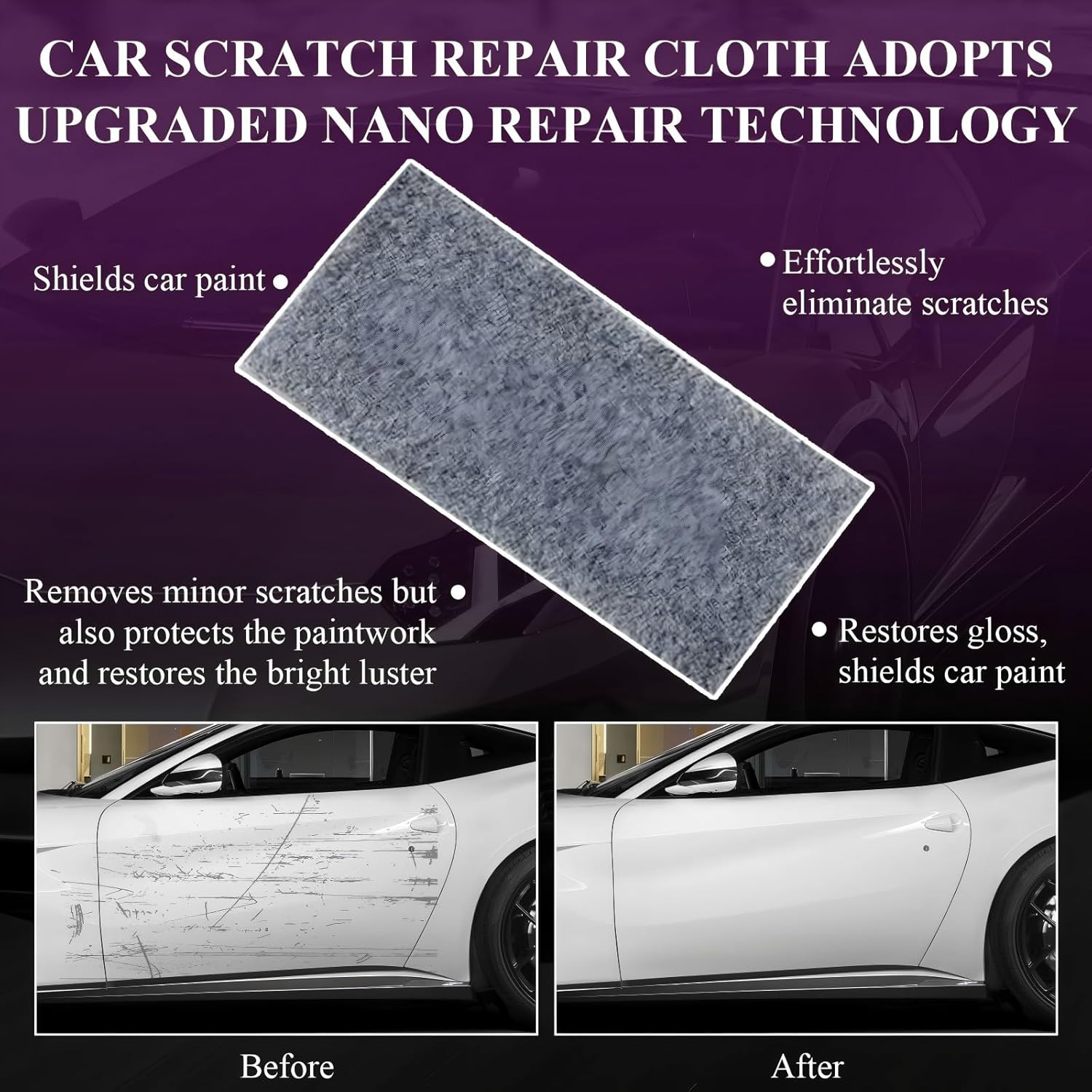 1PCS Nano Sparkle Cloth Car Scratch Remover 2025 Upgrade, Nanosparkle Cloth for Car Scratch Remover, Easy to Repair Paint Scratches,Water Spots Surface Polishing - 3Pcs Nano Car Scratch Remover image number 5