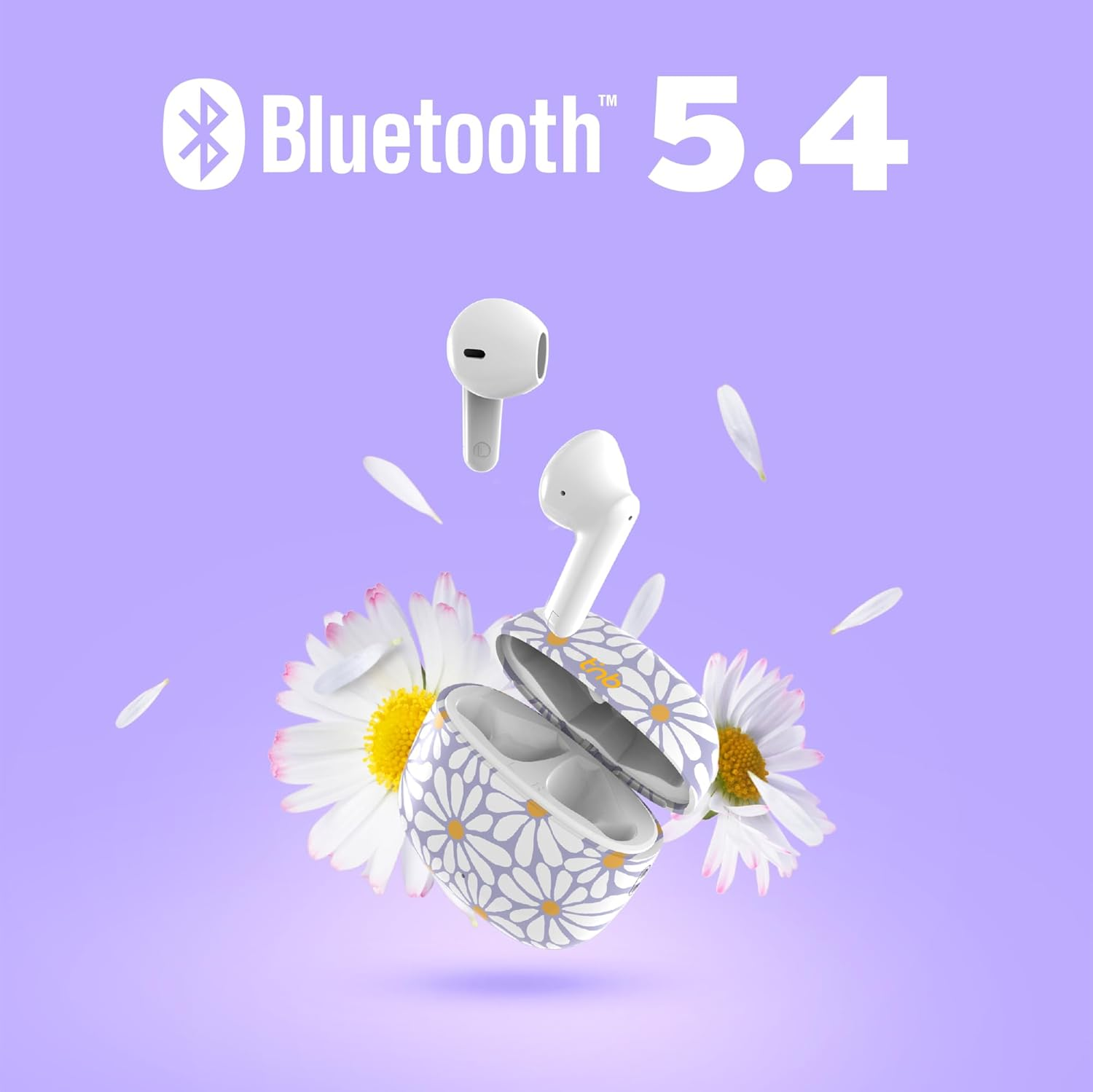 T'Nb Wireless Headphones Exclusive Collection 15 Hours Running Time Fashion Design Touch Control Volume Control White/Purple image number 4