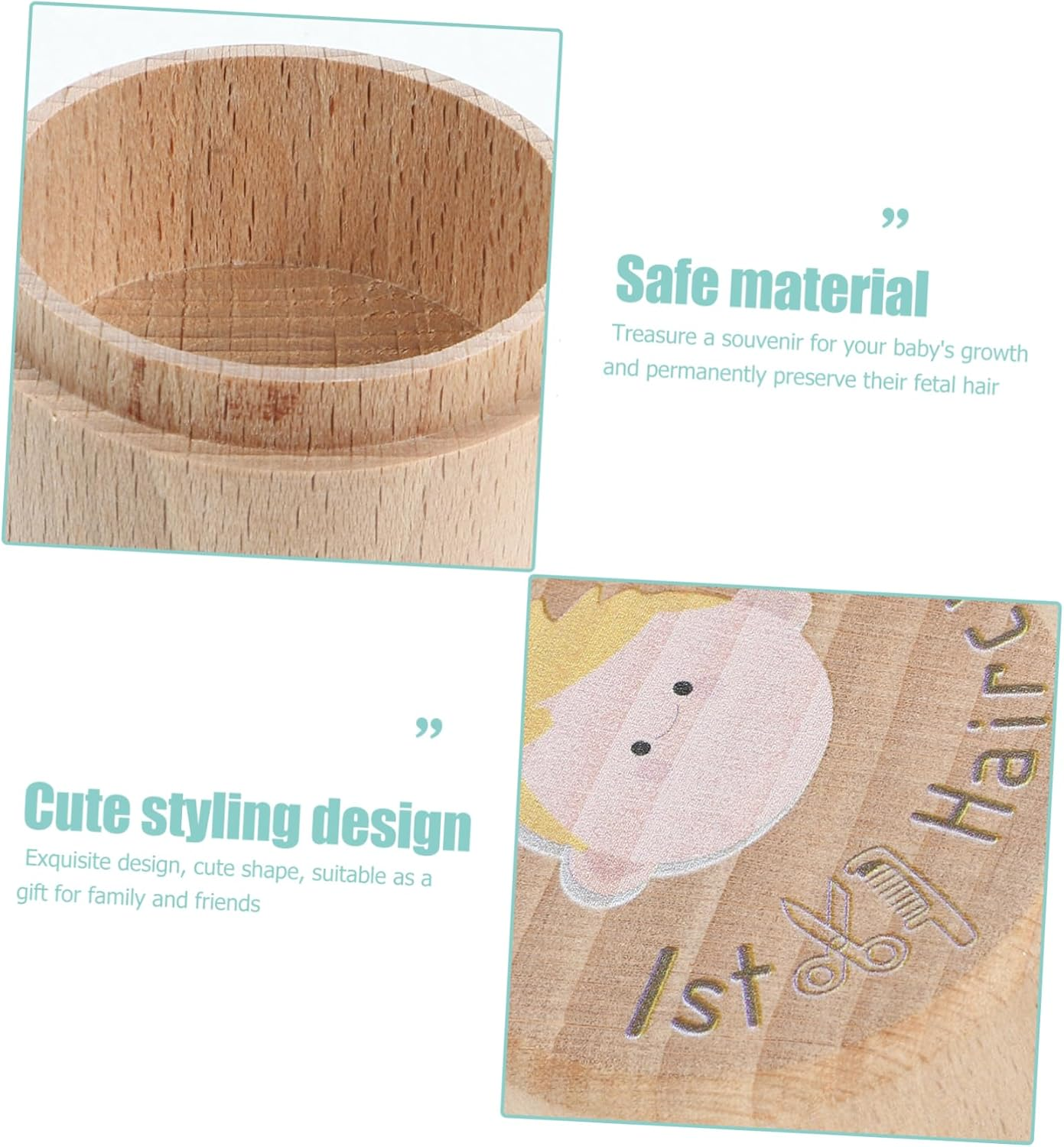 Memory Keepsake Box Wooden Haircut Storage Holder for Boys First Haircut Container with Capacity Thoughtful Present for Cherishing Precious Memories