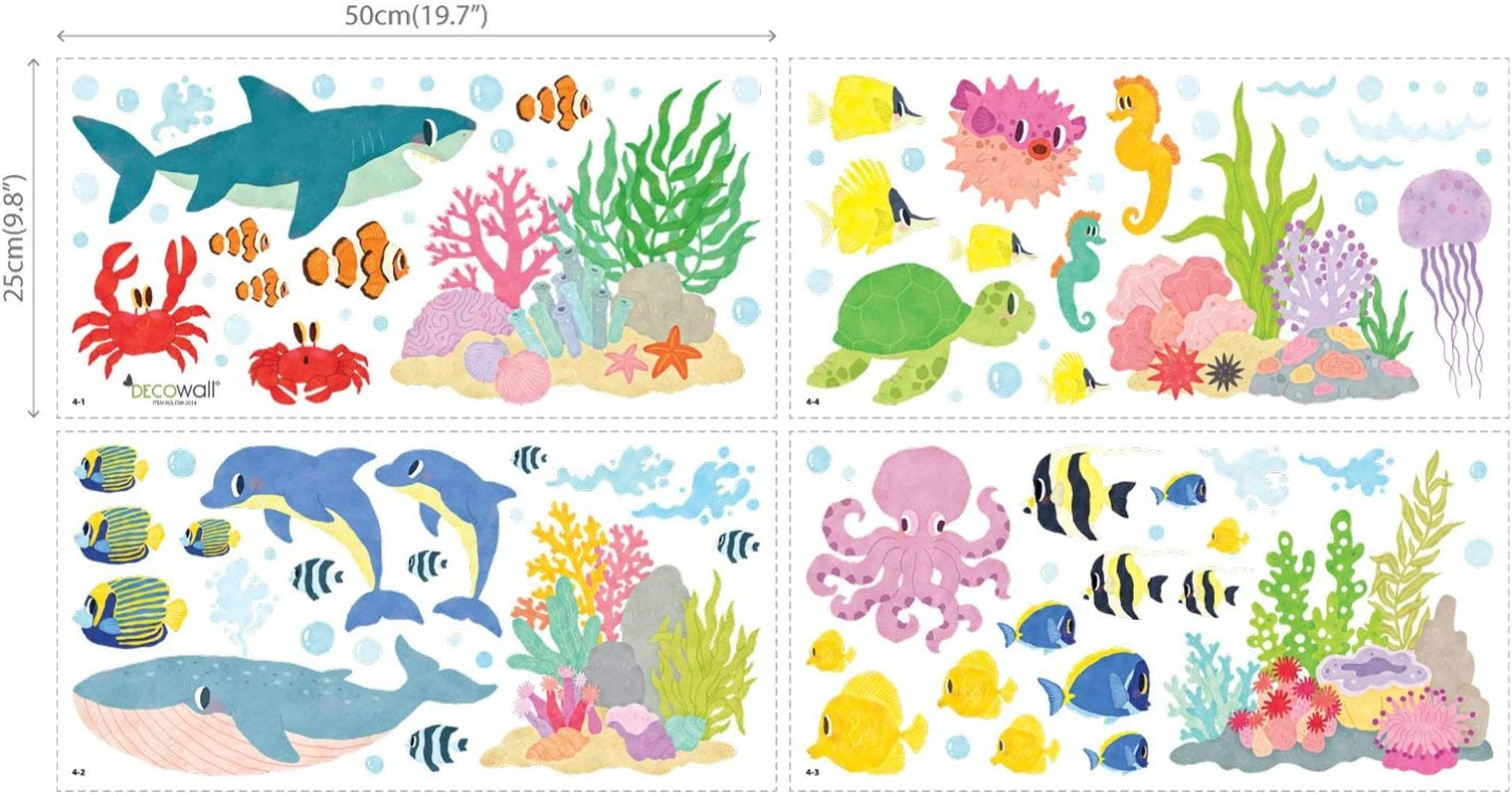 DECOWALL DS9-2014 under the Sea Wall Stickers Wall Decals Peel and Stick Removable Wall Stickers for Kids Nursery Bedroom Living Room image number 5