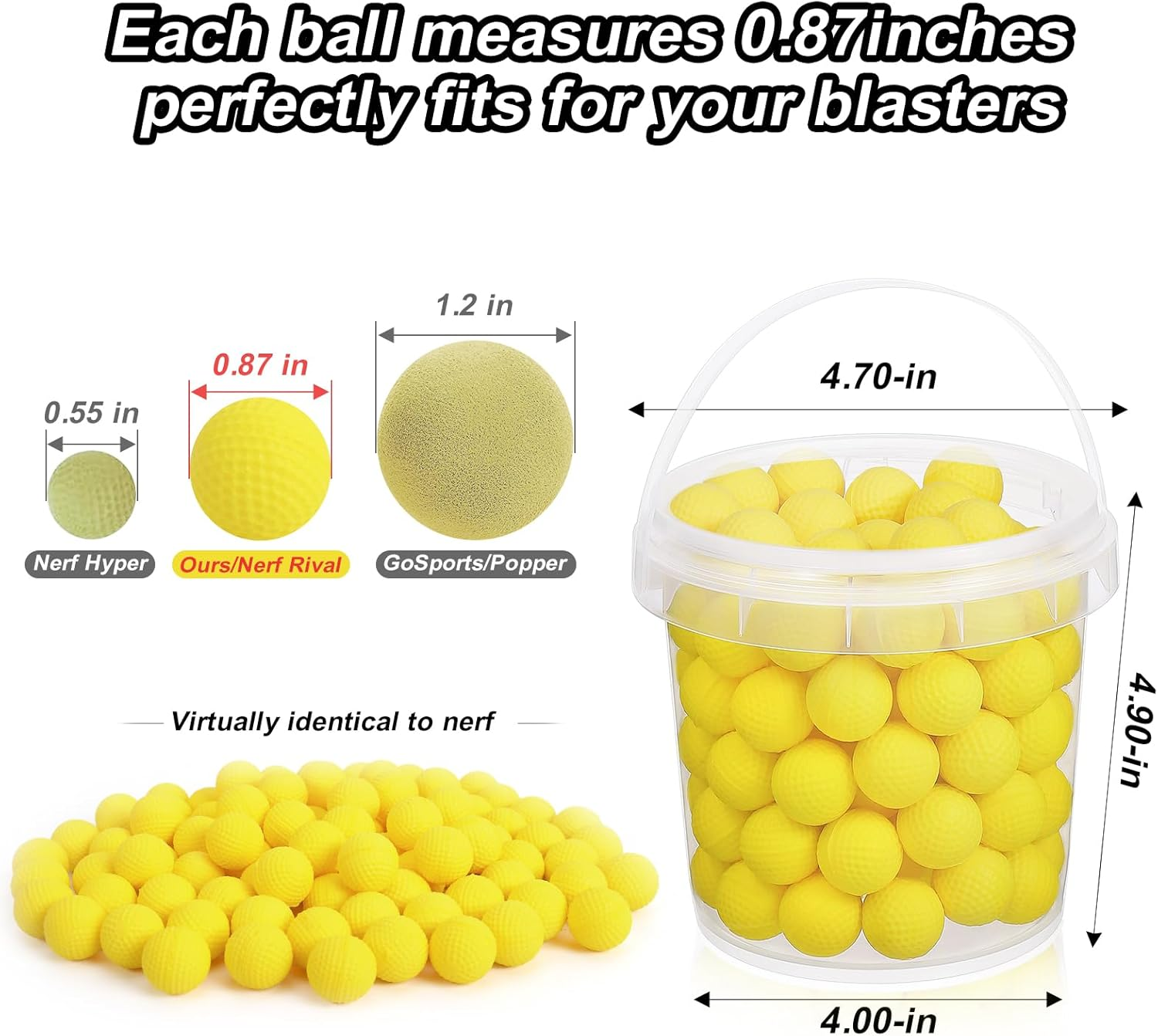 Yellow Refill Balls Ammo Compatible with Nerf Rival Gun, Tioplior Foam Bullet Ball Replacement Refill Pack Fit for Nerf Rival(Hir, High-Impact Rounds