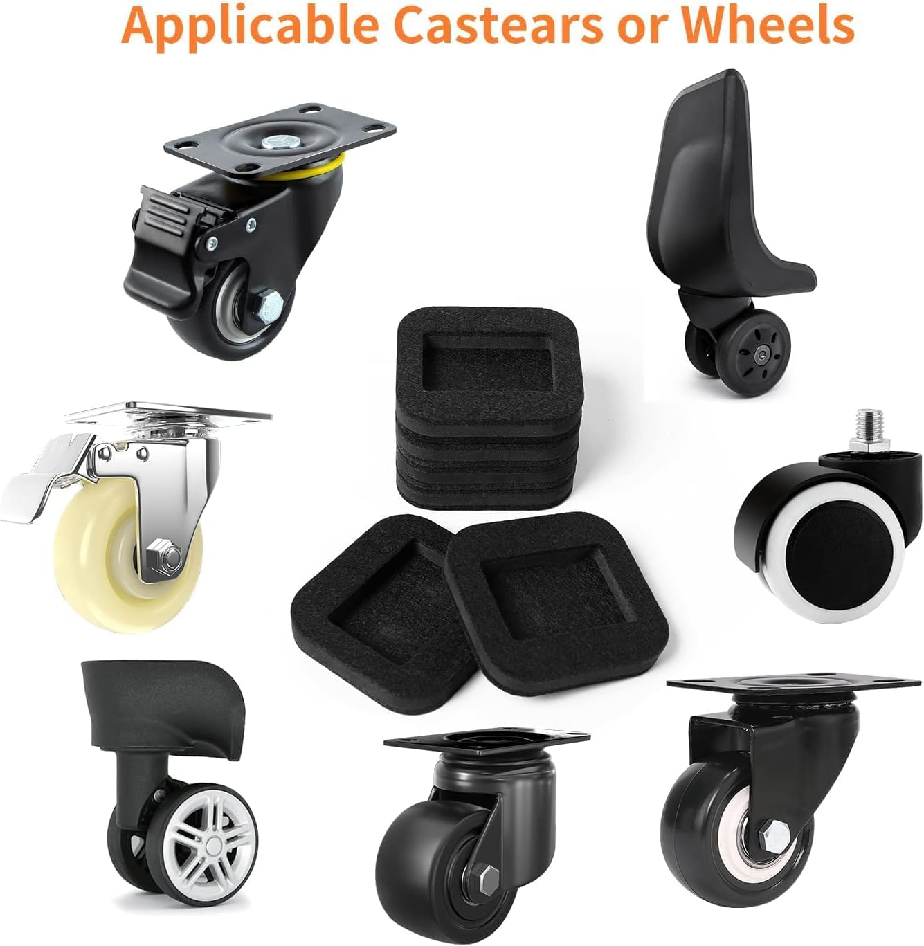 Felt Caster Cups Furniture Pads - 5Pcs for Carpet and Hard Floors - Anti-Sliding Bottom Office Chair Stopper for Wheels, Bed Wheel Protectors image number 6