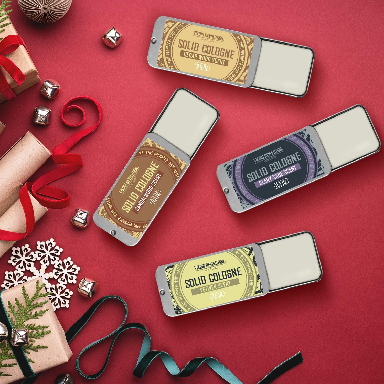 Viking Revolution - Cologne - Solid Cologne for Men with Cedar Wood, Clary Sage, Vetiver, Sandalwood - Gifts for Men - 4 Pack - 4 X 14 G image number 5