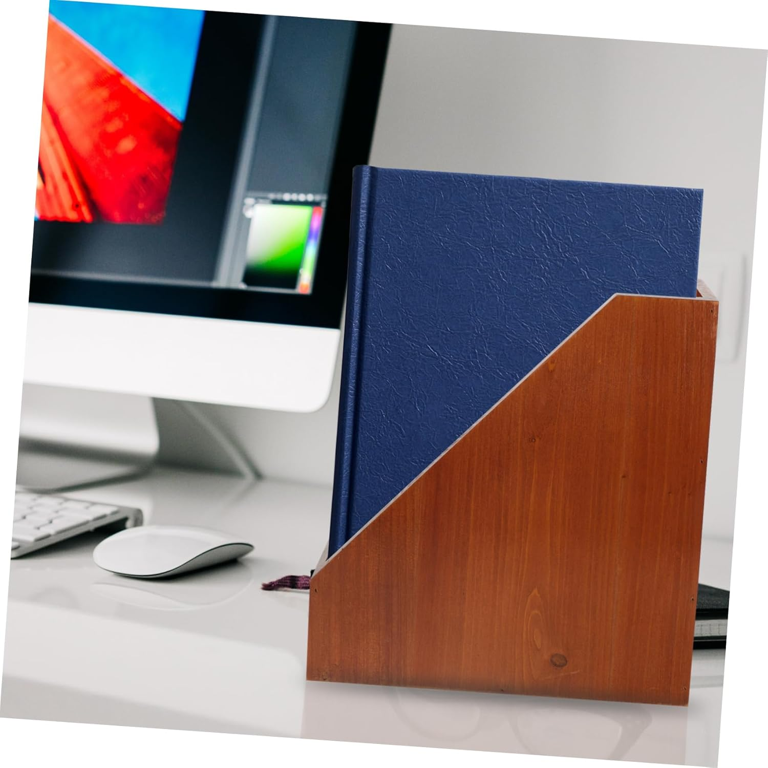 FUNOMOCYA Wooden Desk Organiser Folding Storage Box Office Accessories Desktop Storage Container image number 3