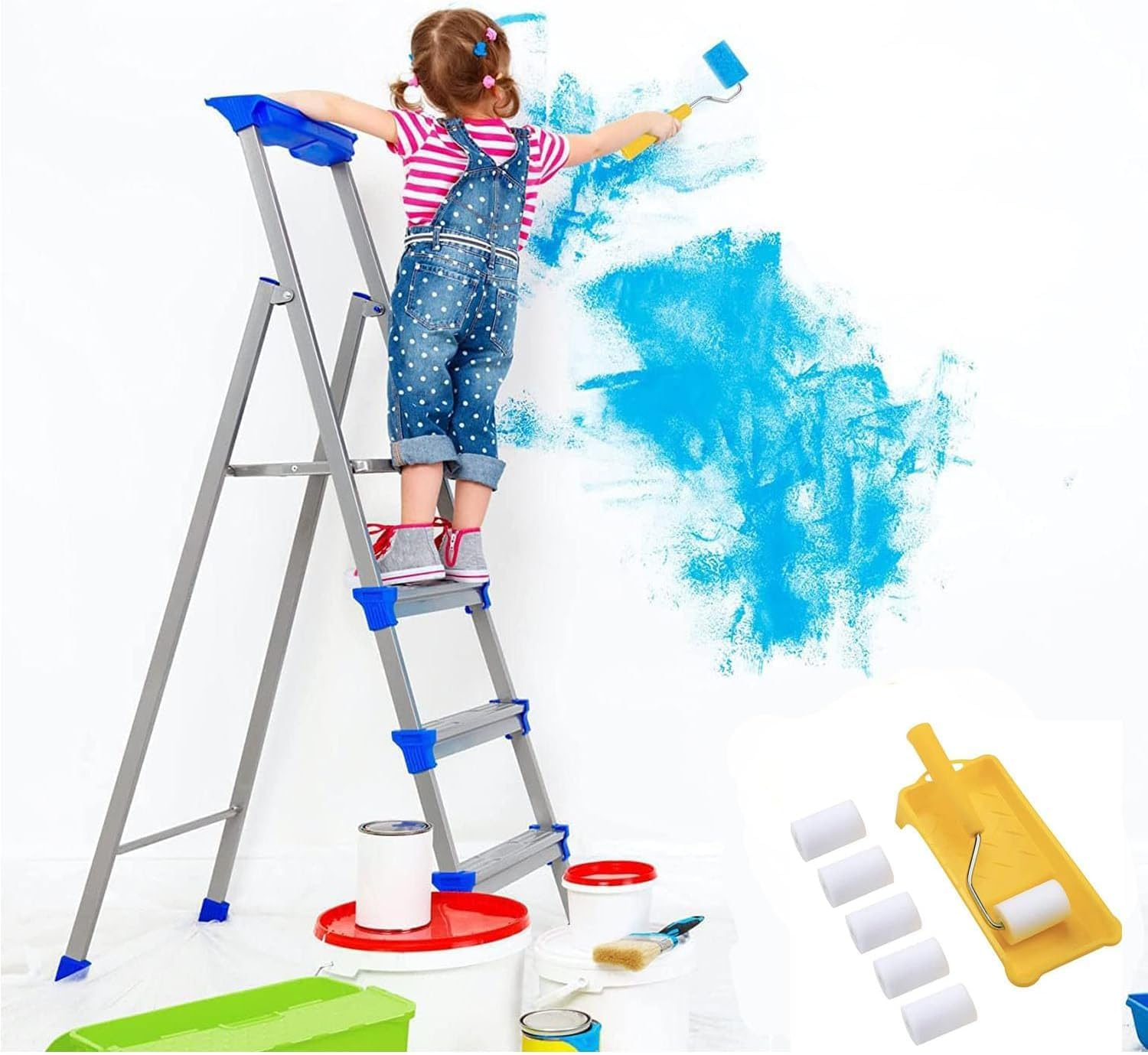 6Pcs 2 Inch Small Paint Roller Set,Foam Paint Roller Kit,Washable Reusable Touch up Paint Roller for Walls Door,Cabinets,Deck Railing Painting image number 2