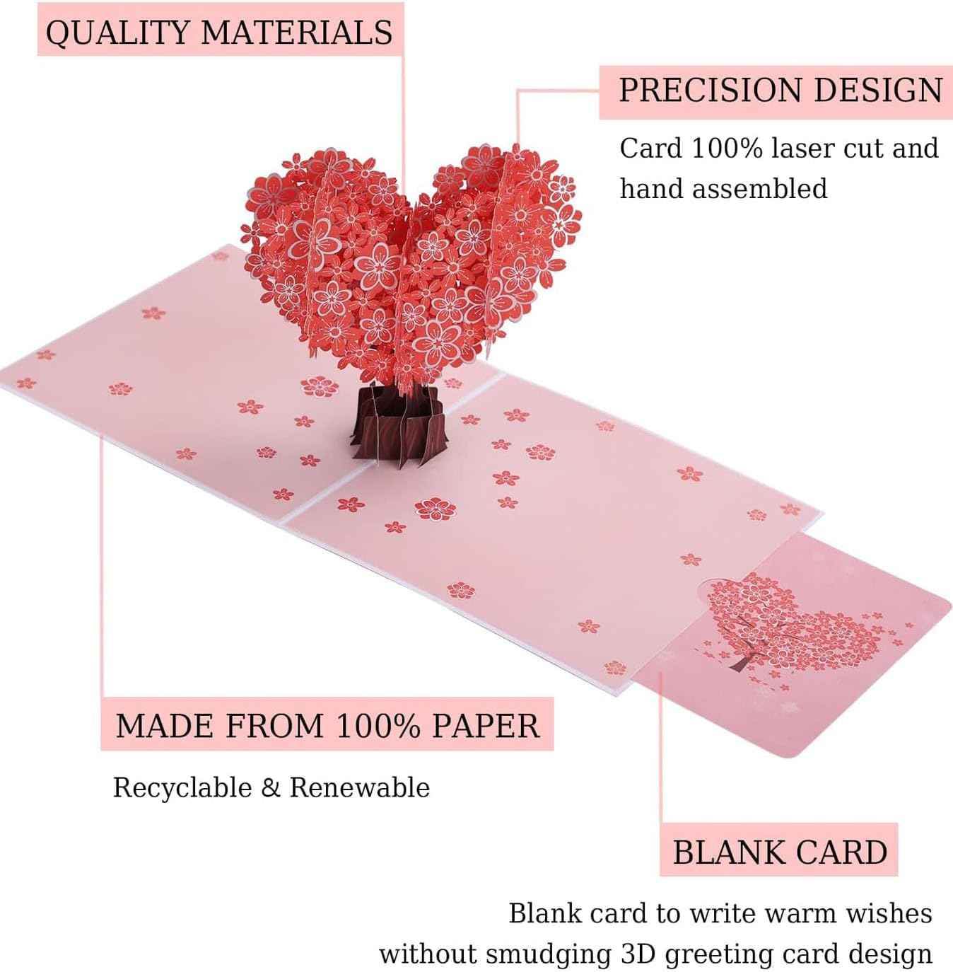 3D Floral Pop up Card and Envelope,Unique Pop up Greeting Card for Birthday, Christmas, New Year, Anniversary, Valentine, Wedding, Graduation (Cherry Blossom)