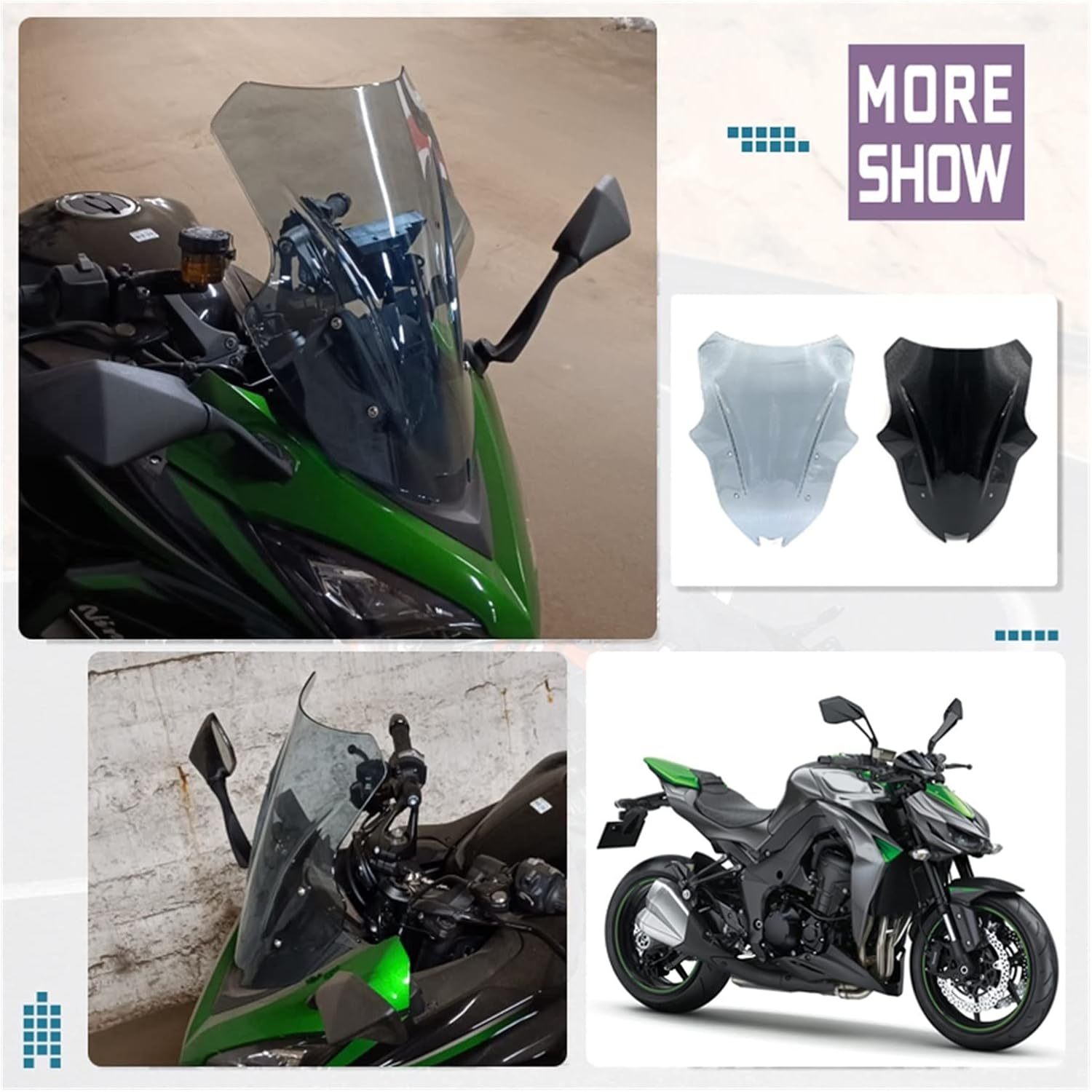 KANGYEBAIHUODIAN Fit for Kawasaki Ninja Z1000SX 2017-2021 Motorcycle Accessories Windscreen Visor Viser Windshield Wind Deflector Z Ninja 1000 XS (Color : Black) image number 4