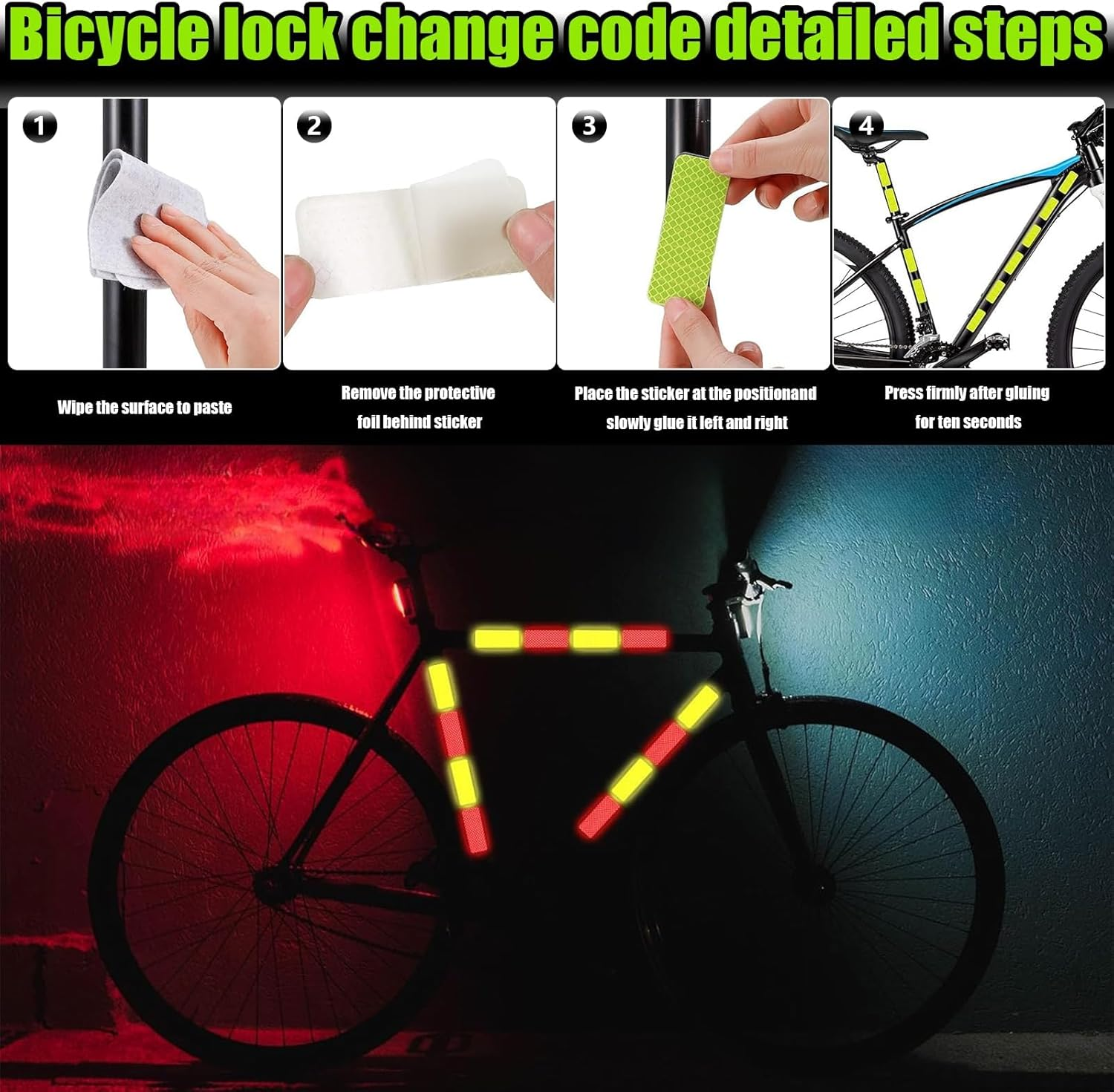 Reflective Stickers, 60 Pcs Night Warning Stickers, Outdoor Reflective Stickers for Vehicles, Cars, Motorcycles, Bicycles (6 Colors) image number 3