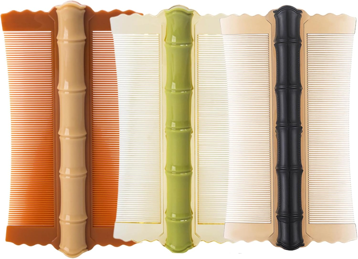 Dandruff Comb 3PCS PP Bamboo Styling Double-Sided Fine Teeth Lice Comb Thick Hair Flea Comb Comfortable Lice Brush for Kids Adults 4.9X2.8 Inch Lice Comb Head Lice Comb Flea Comb Lice Combs for Thick
