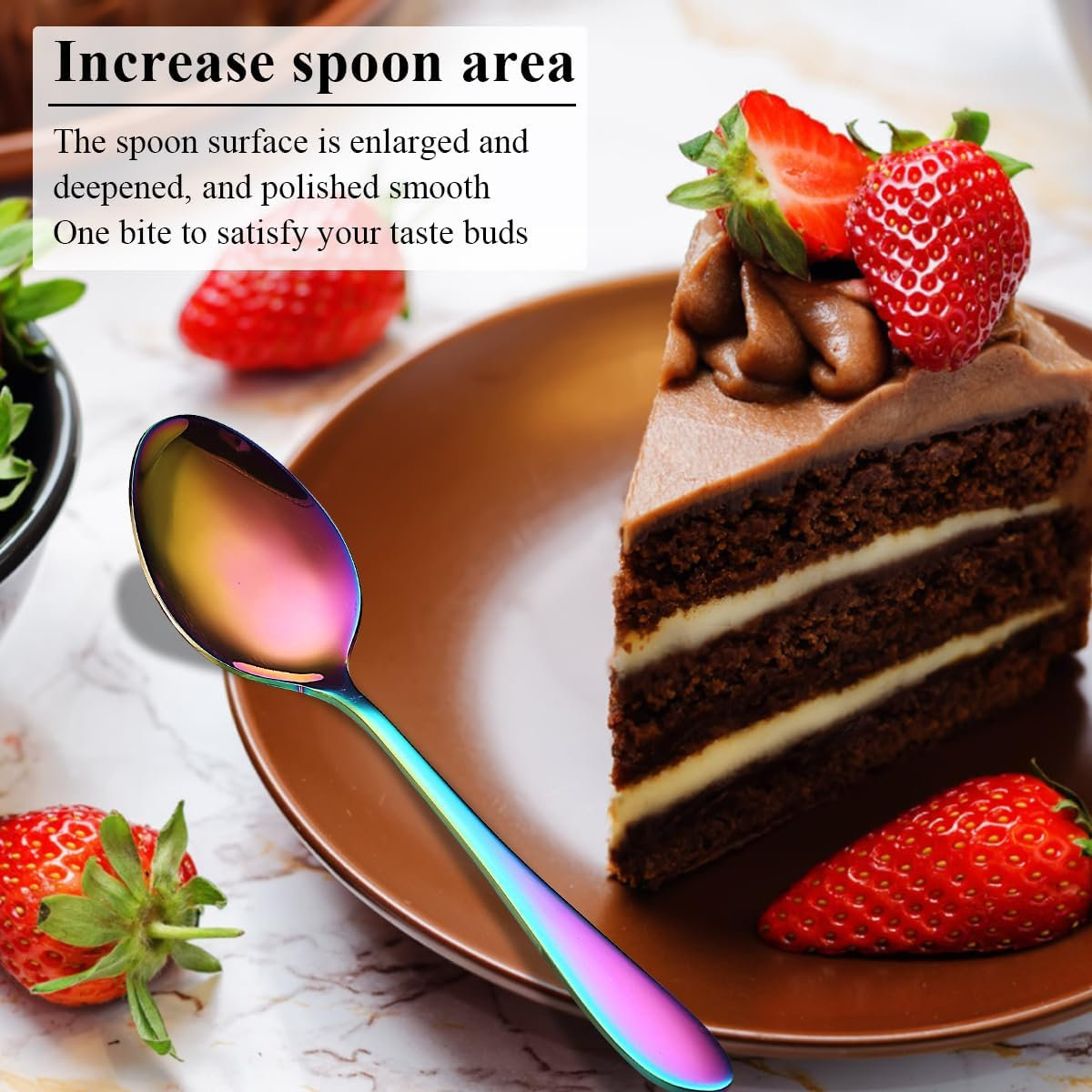 Reanea Cutlery Set 30 Pieces for 6 People Rainbow Cutlery Titanium Cutlery Set Includes Knives, Spoons, Forks, Teaspoons, Salad Forks, Salad Forks, Dishwasher Safe image number 2