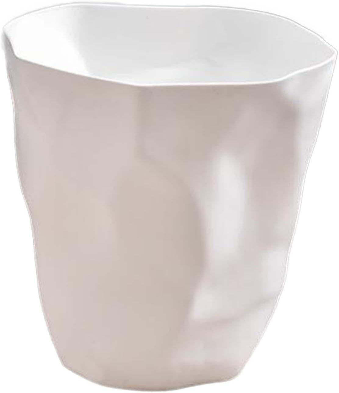STARTIST Wrinkle Trash Bin, round Waste Bin, Dustbin Bucket Garbage Can, Waste Paper Bin Basket for Washroom Household Living Room, White image number 2
