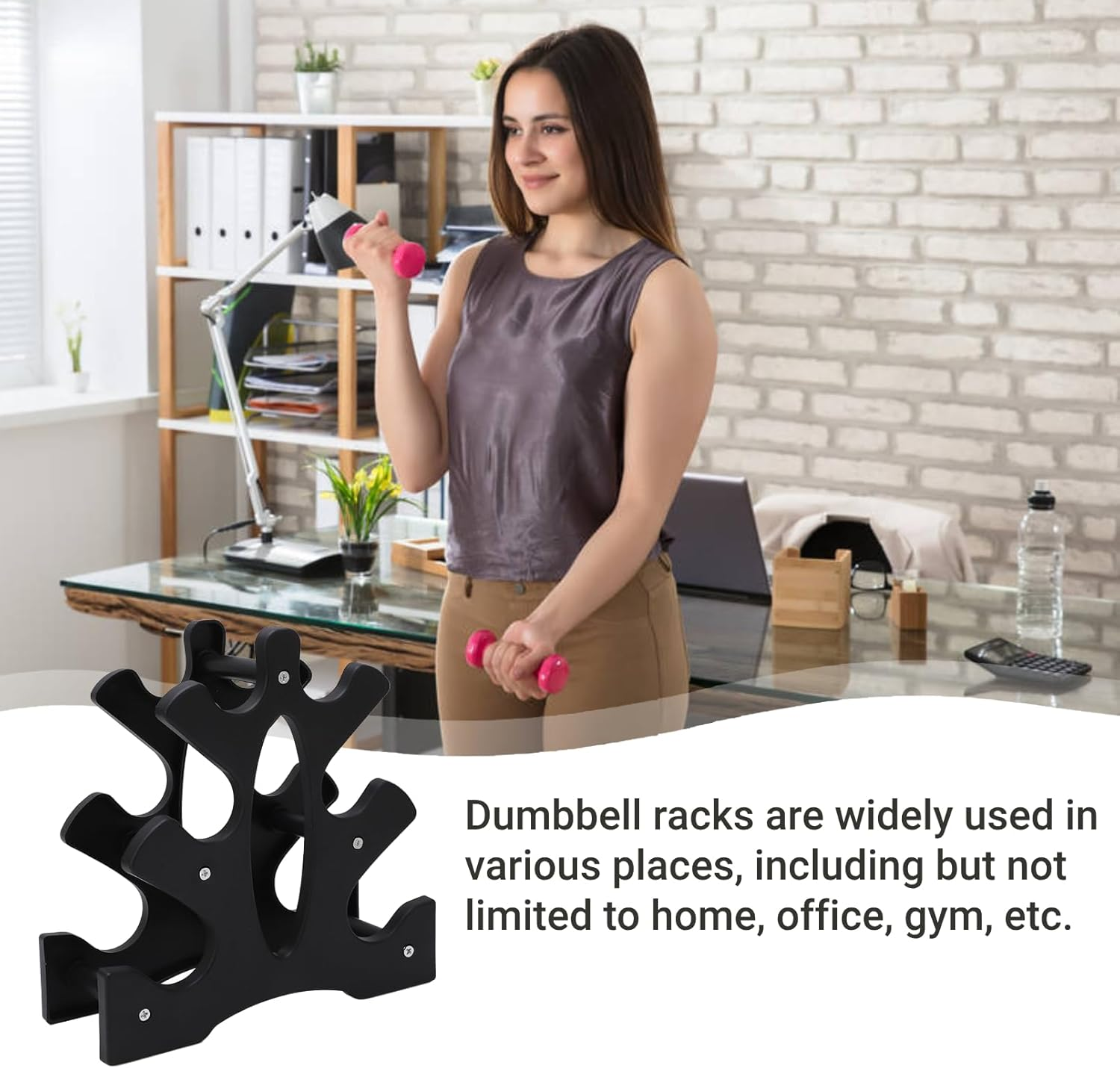 3 Tier Weight Rack, Compact Dumbbell Rack Stand, Fitness Dumbbell Organizer, Weight Rack for Home Gym Dumbbells for Home, Office and Gym Fitness, Easy Assembly(Without Dumbbells) image number 6