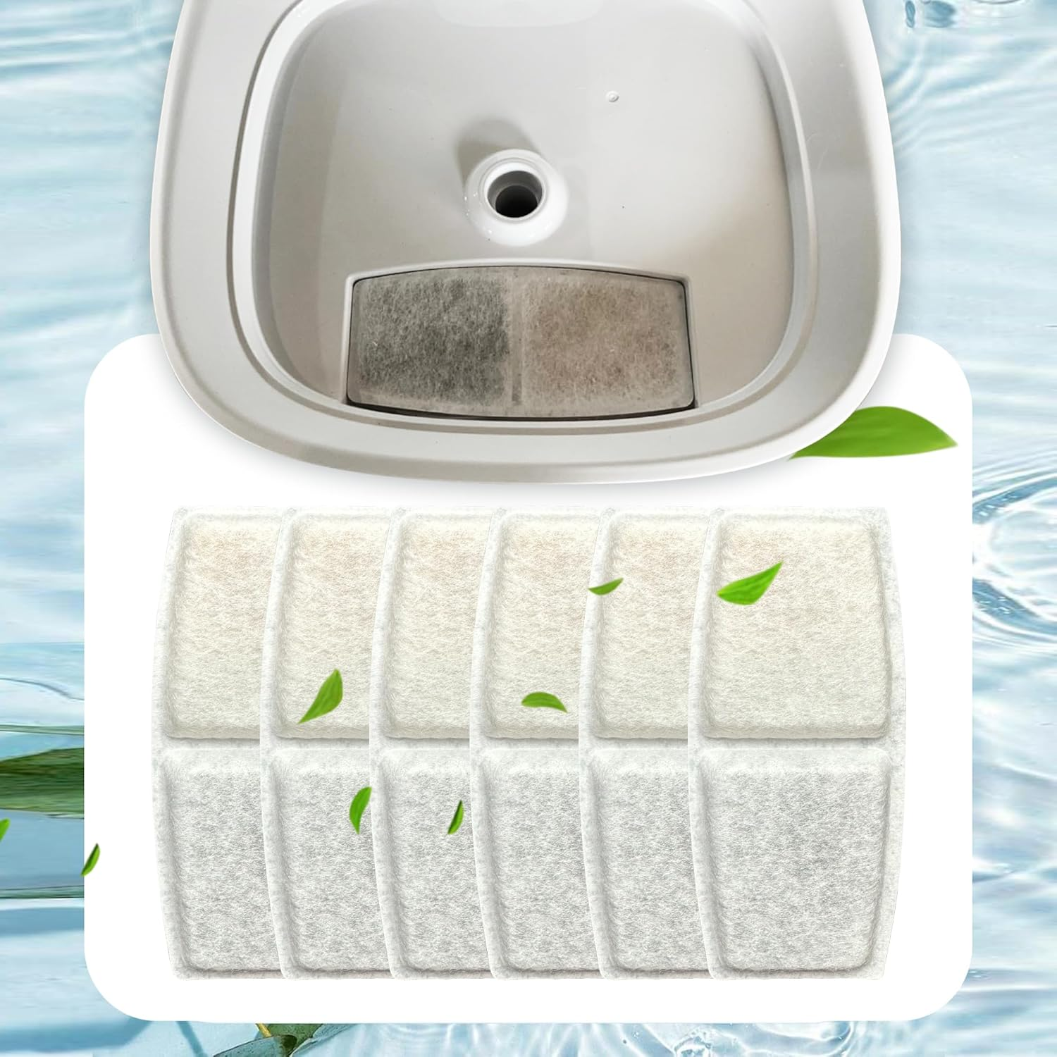 Pet Water Fountain Filter Pack - 6 Replacement Filters & 2 Sponges for TUXOIUBA 3.2L Cat Fountain image number 3