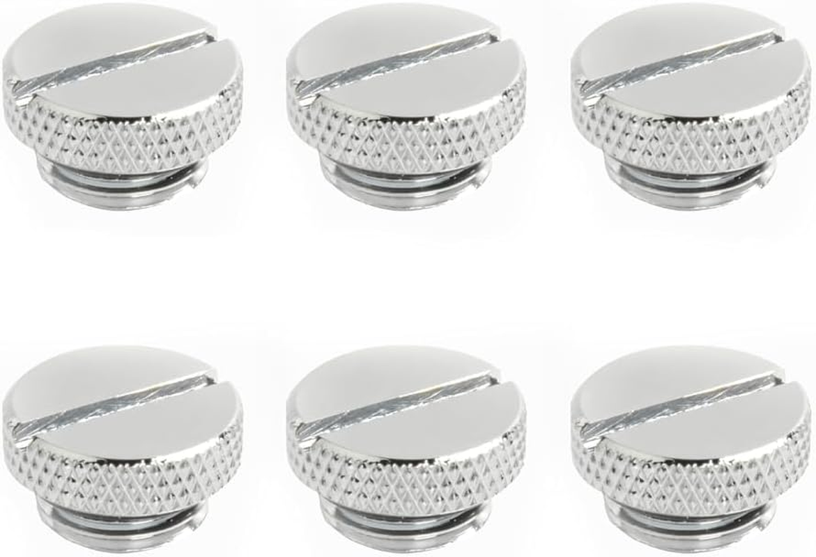 Dracaena.Io 6 Pack G1/4" Thread, Thin Water Stop Plug Fitting with Coin Slot for Computer Water Cooling System, Durable Brass/Copper Material (Black, 6 Pcs)