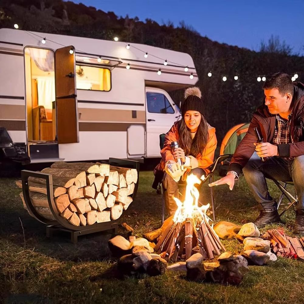 1 Pcs Premium Outdoor and Indoor Firewood Rack - 24.2In Rustproof Log Holder, Fireplace Storage Organizer, Stable Firewood Storage for Fireplace, Wood Holder, Firewood Organizer image number 1