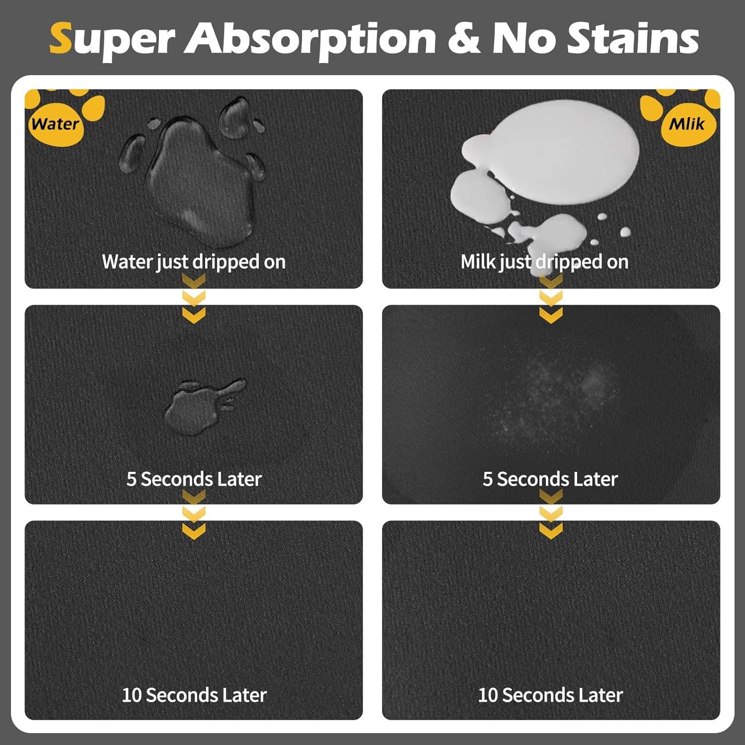 Pet Feeding Mat-Absorbent Dog Mat for Food and Water Bowl-Accessories Pet Supplies-Bowl for Messy Drinkers-No Stains Quick Dry Dog Water Dispenser Mat (16"X24", Dark Grey) image number 5