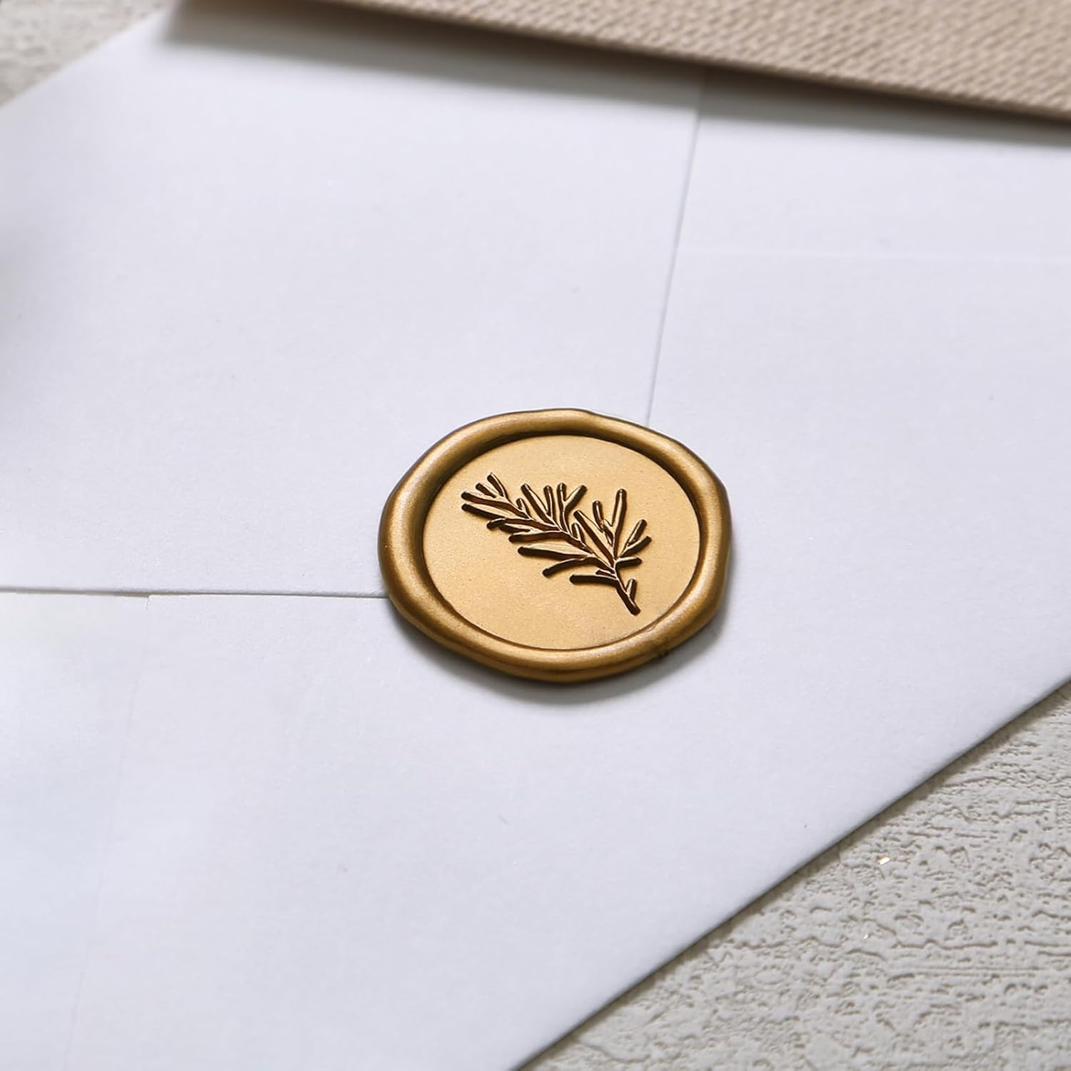 50Pcs Wax Seal Stickers, Wedding Invitation Envelope Seal Stickers, Self- Adhesive Antique Gold Stickers, Perfect for Invitaion Envelopes Gift Wrapping Party Greeting Cards(Rosemary) image number 6
