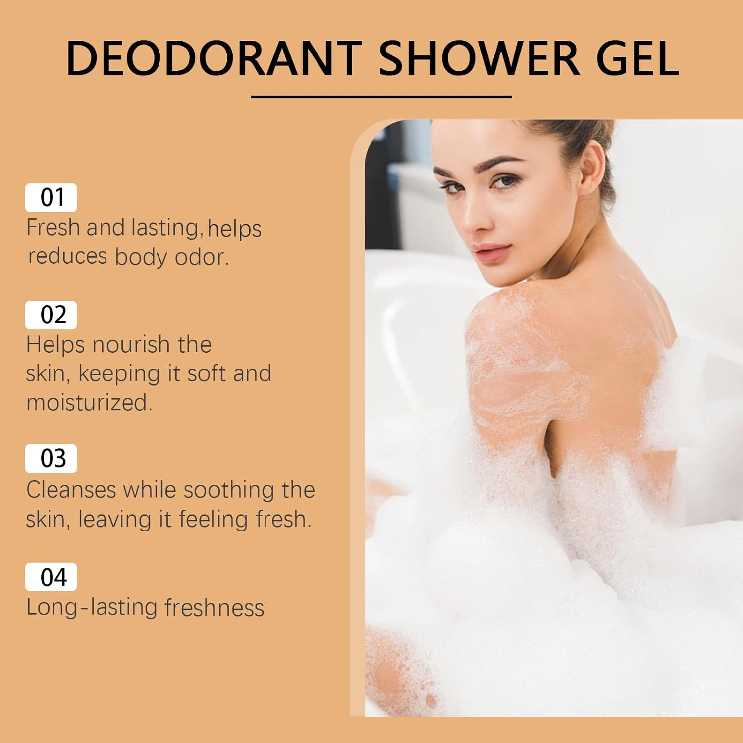 Persimmon Body Wash for Old People Smell, Persimmon Body Wash, Bodys Odor Removal, Cleansing Bodys Deodorizing with Persimmons Extracts, Fresh Scent & Deeply Cleansing, for Old People Smell (4Pcs) - 4Pcs image number 3