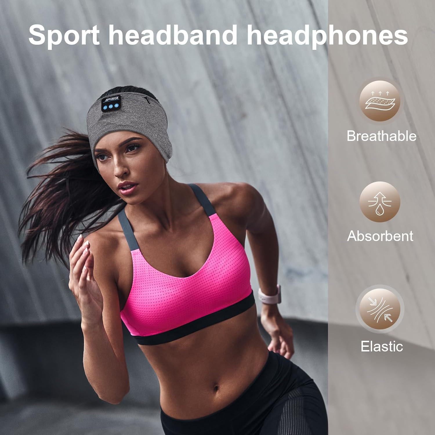 Sleep Headphones Headband, Wireless Music Sports Headband Headphones with Ultra-Thin HD Stereo Speakers Perfect for Sleeping, Workout, Jogging, Yoga, Insomnia, Air Travel, Meditation (Gray) - Gray image number 3