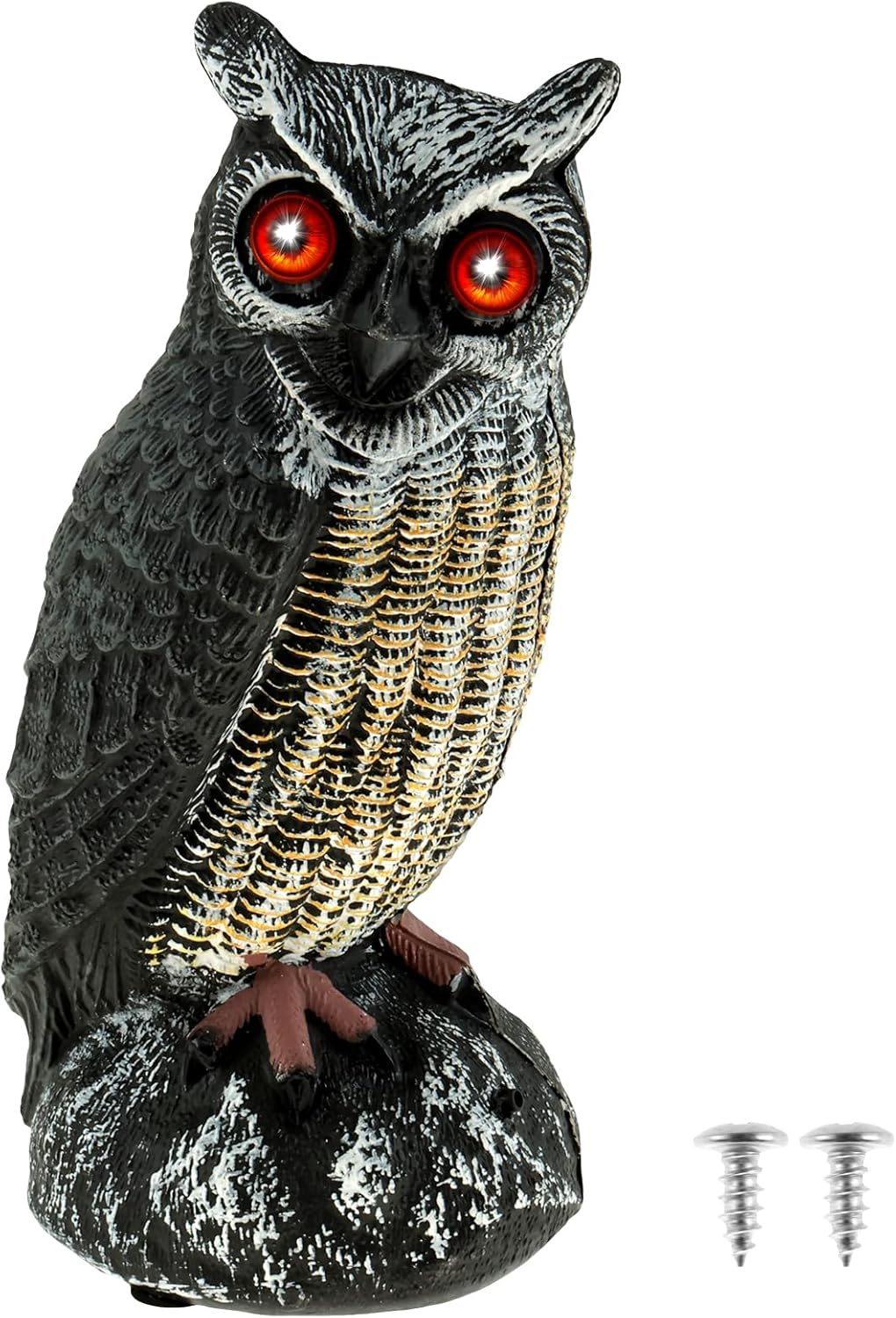 Solar Fake Owl Decoy - 2 Working Modes Bird Deterrent Waterproof Scarecrow Easy to Install - Outdoor Decoration Enemy Bird Scare for Garden Patio image number 4