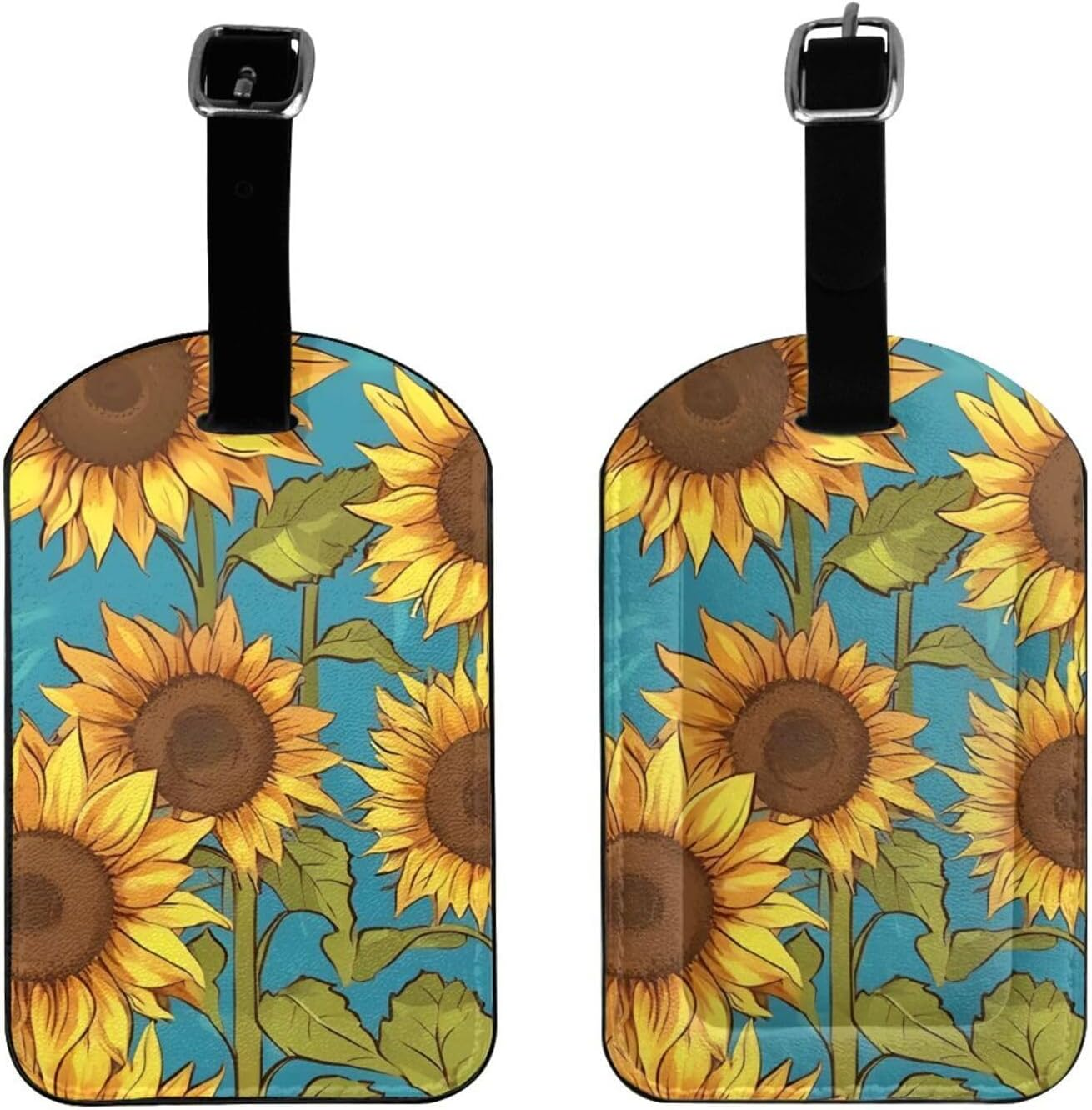 Sunflower Print Elegant Tag Stylish Tag Luggage Tag 4.3 X 2.76 Inch for Suitcases Travel Bags