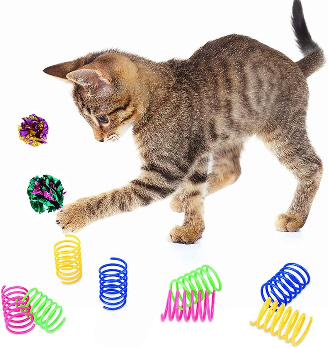 14Pcs Crinkle Balls Cat Toy Spring Cat Toy, Interactive Kittens Toys with Rustle Sound for Playing and Interacting with Cats image number 4