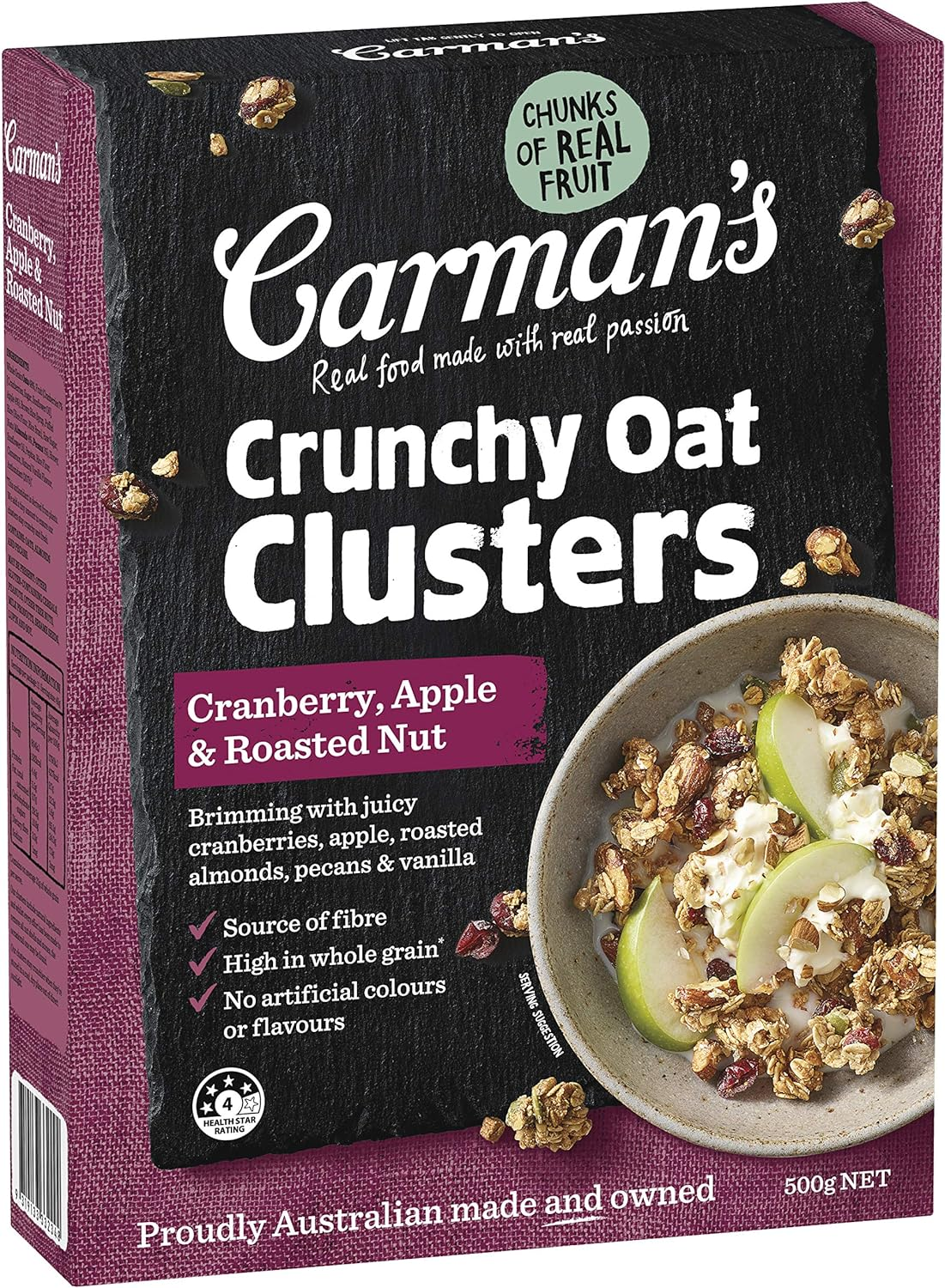 Carman'S Crunchy Clusters Cranberry, Apple & Roasted Nut, 500 G, Cranberry, Apple and Roasted Nut