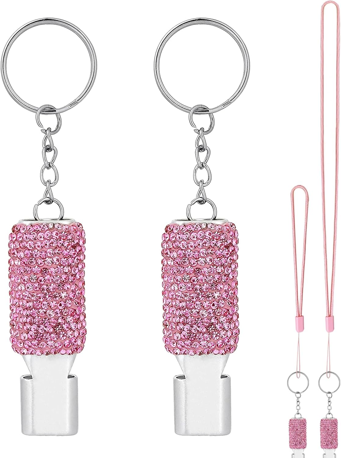 Biiange 2 Pack Bling Whistle, Whistle for Coaches with Lanyard, Coaches Referee Sports Whistles, Loud Metal Sports Whistle Sets for Coaches, Referees, and Hikers