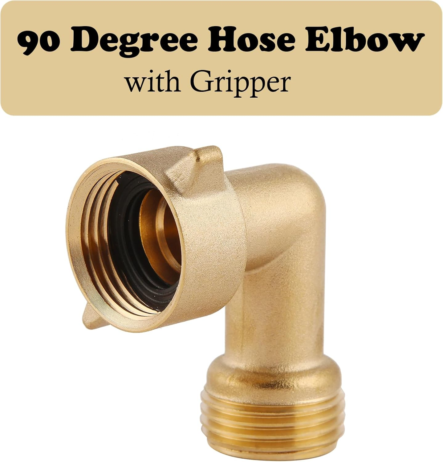 90-Degree Hose Elbow for Rvs &mdash; Solid Brass Construction, Features Convenient Easy Grip Connector,For RV Water Hoses, Residential Outdoor Faucets, & More &mdash; 1-Pack image number 2