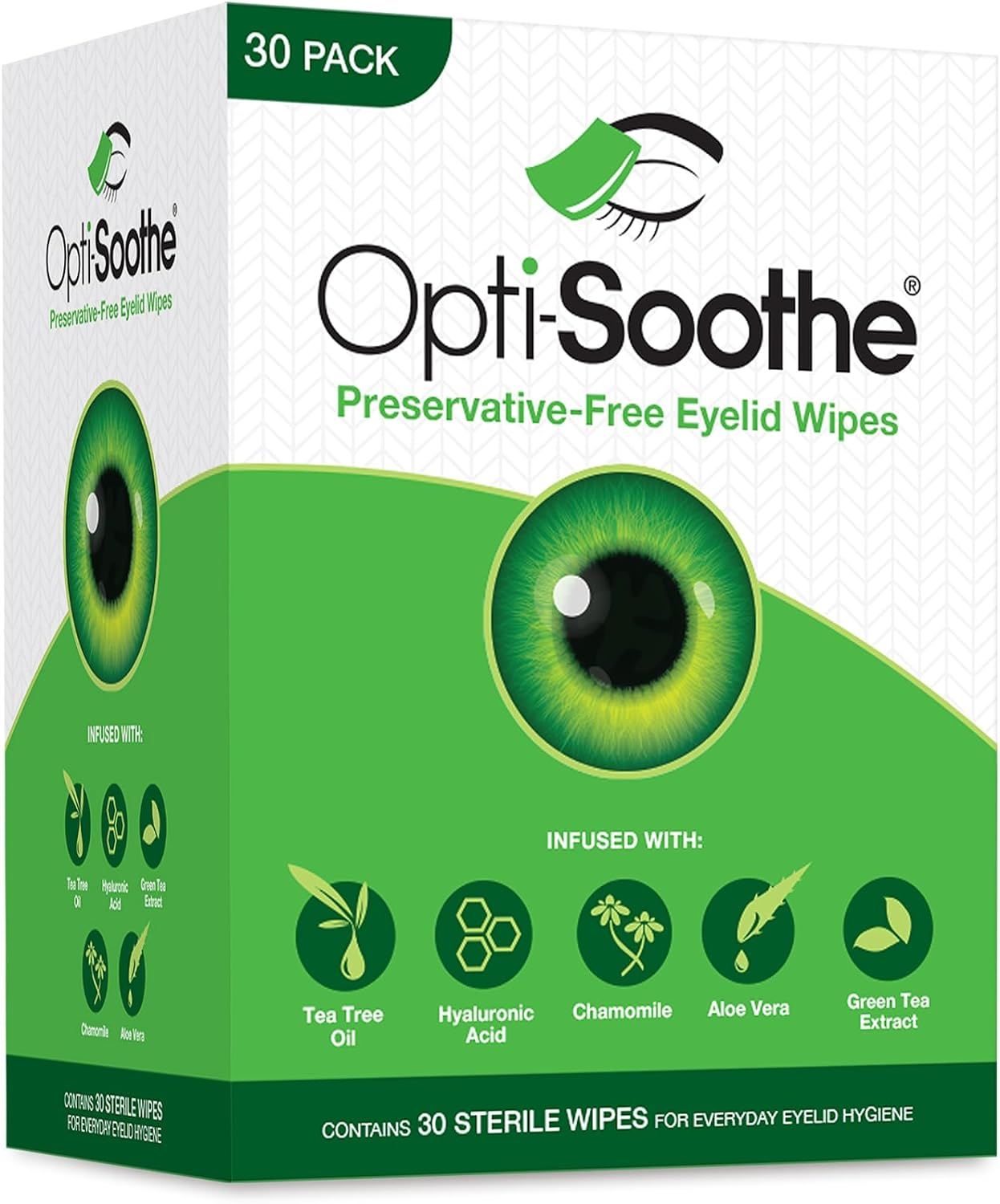 Opti-Soothe Preservative-Free Eyelid Wipes - Moist Towelette for Daily Eyelid Cleaning. Preservative-Free. Soothing, Moisturising, Natural Ingredients