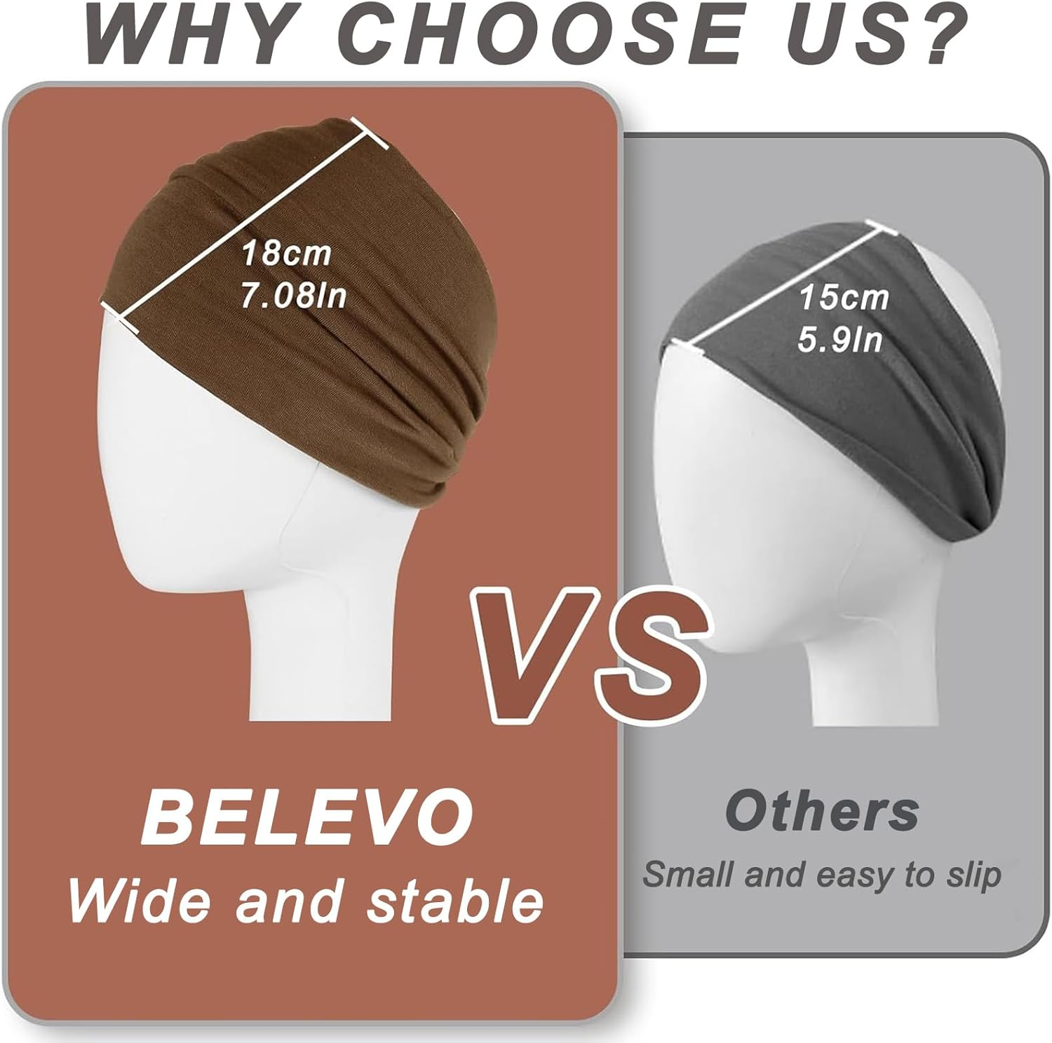 BELEVO Women'S Hair Band, Extra Wide Headband, Women'S Thin 18 Cm Hair Bands, Elastic Headbands, Soft Headbands, Hair Accessories for Yoga Sports, Pack of 4 image number 3