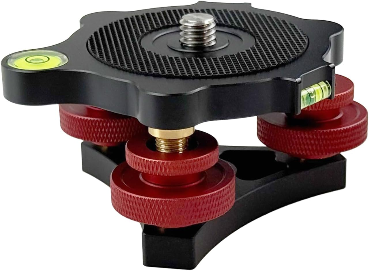 Camera Tripod Head Leveler Stand, Tripod Head Leveling Base Camera Leveler Aluminum Alloy Tripod Head Leveling Base for Macro Photography DSLR Panoramic image number 5