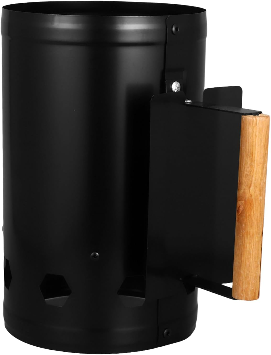 Garneck Charcoal Chimney Starter Barrel with Natural Wooden Handle Thickened Steel Burning Carbon Barrel for Outdoor BBQ Camping Six Air Inlets for Fast Ignition and Heat Random Color image number 4