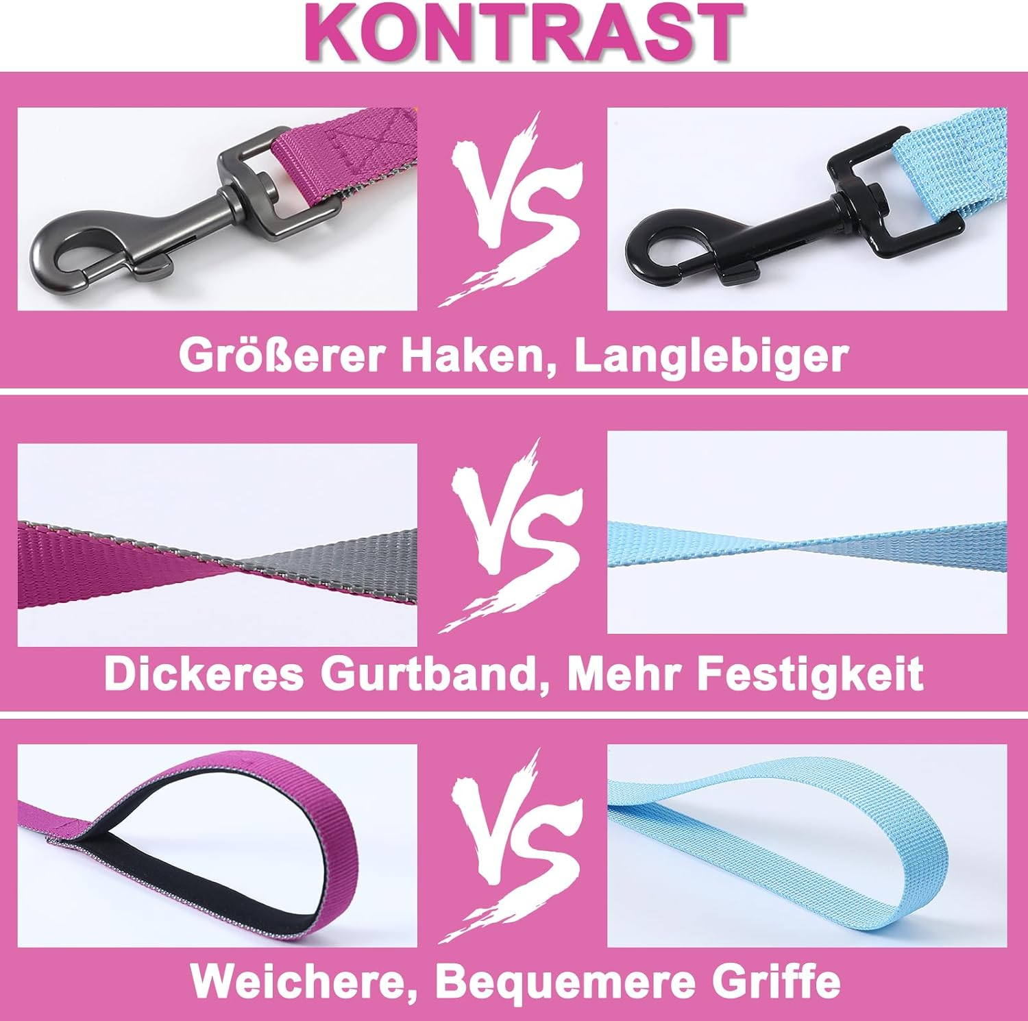 Demigreat Recall Lead for Dogs, 1.5 M / 3 M / 5 M Robust Long Dog Lead Reflective Training Lead with Padded Handle and Hand Strap, Training Lead for Small to Large Dogs image number 5