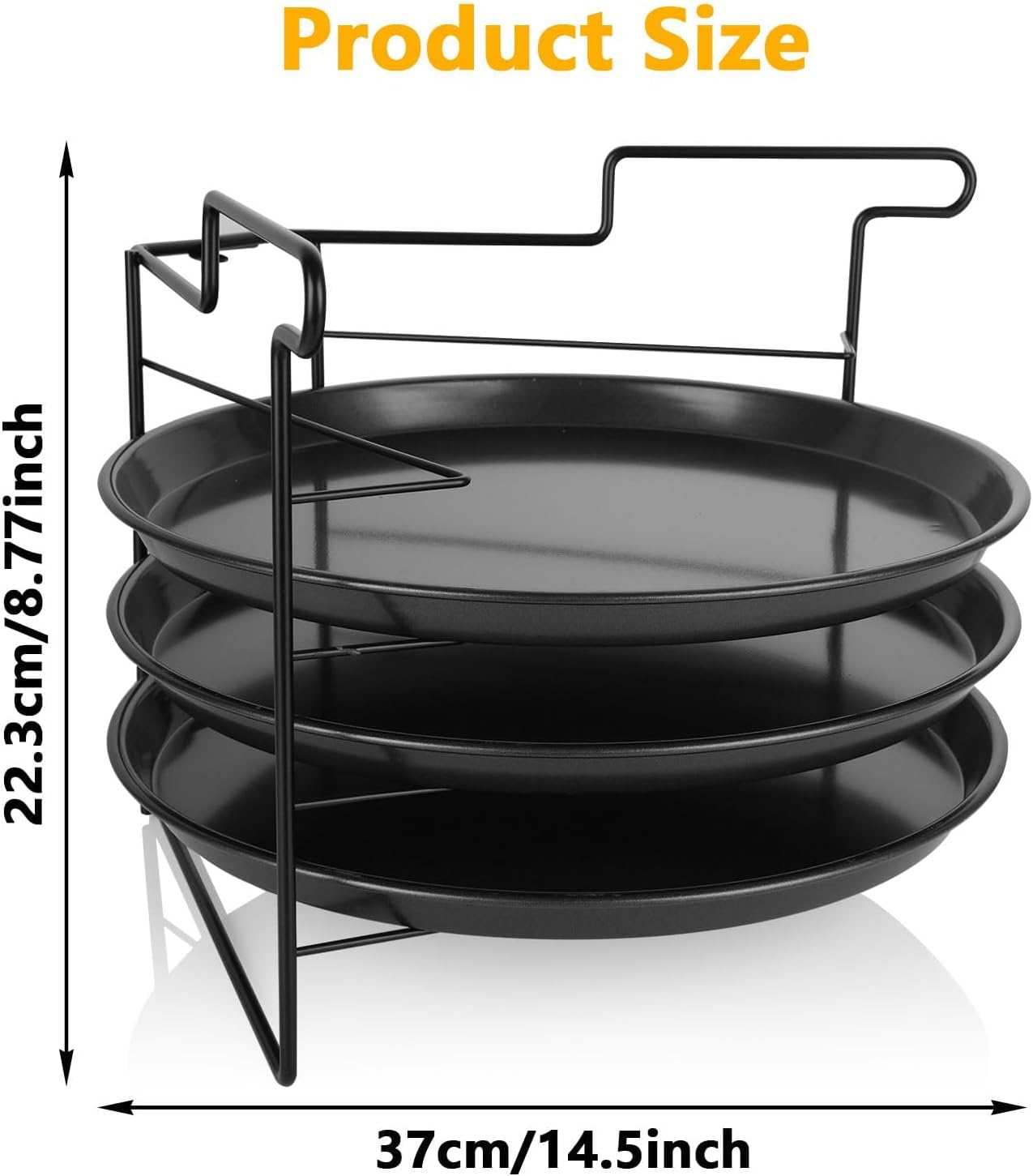 SIMTWO Pizza Tray Set of 3 with Folding Rack, Non-Stick Pizza Pans for Oven, 11Inch/28Cm round Pizza Baking Tray image number 4