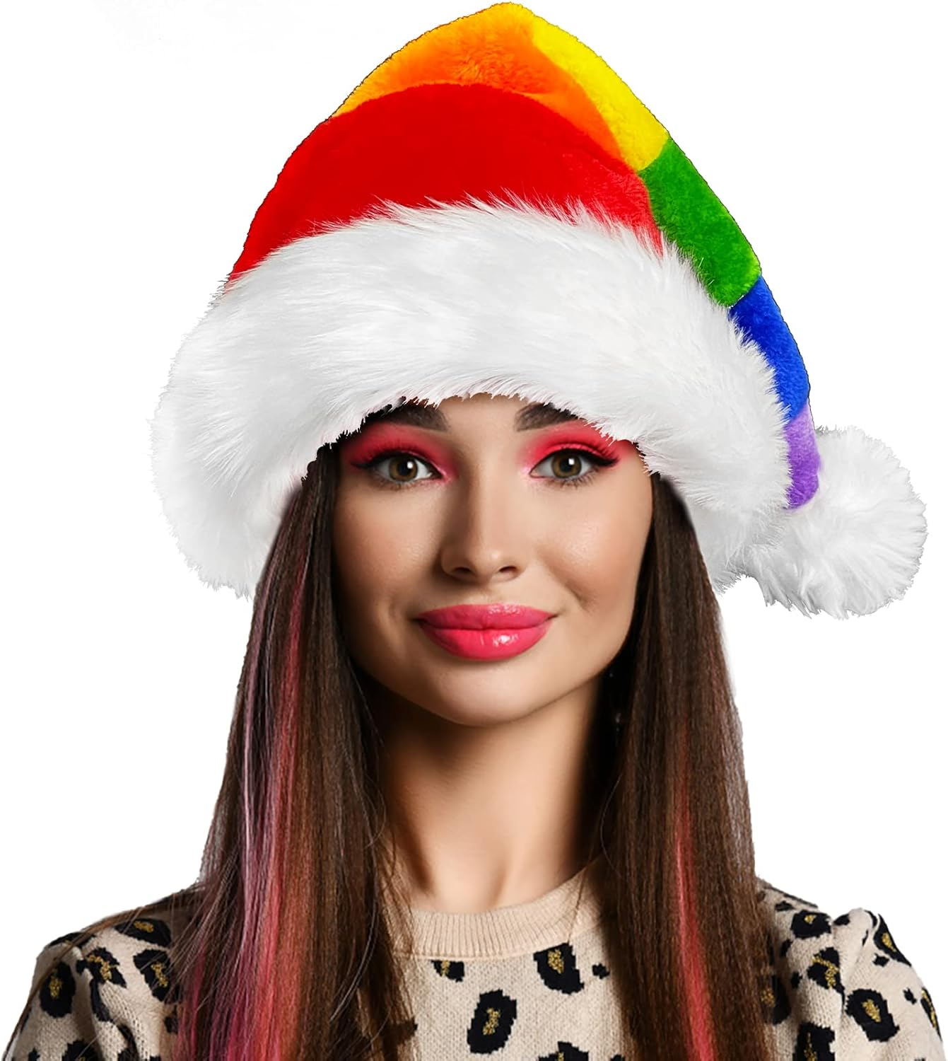 Seiddons Christmas Santa Hat Adults Long Plush Xmas Hats for Christmas New Year Festive Party Supplies