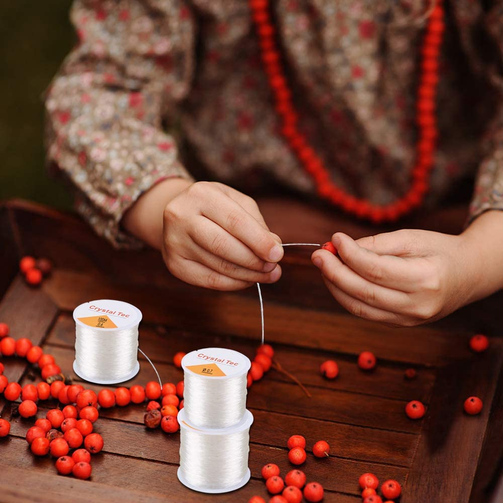 4 Roll 328 FT Clear Elastic Beading Threads, AIFUDA Stretchy Crystal Bracelet String Cords Crystal Rope for DIY Bracelet Beading Jewelry Making (0.6/0.7/0.8/1Mm) image number 6