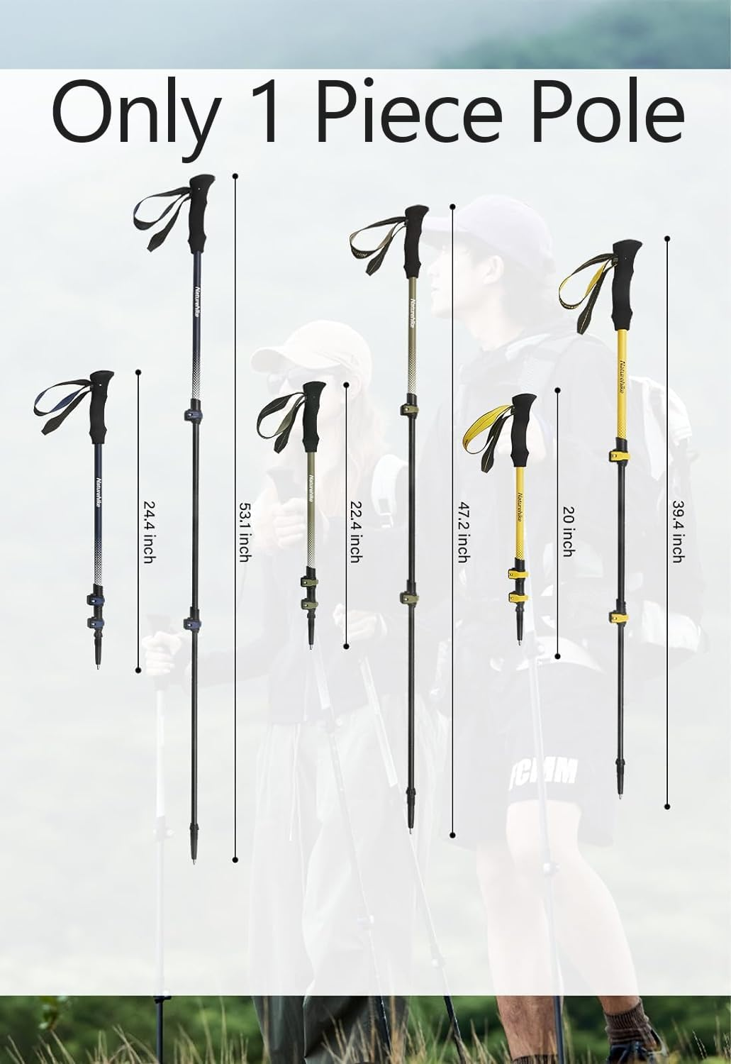 Naturehike 3K Carbon Fiber Trekking Poles-Collapsible and Telescopic 3 Section Ultralight Hiking Poles for Women Men Walking Poles Travel Backpacking Camping - Elegant Green / 47.2 Inch image number 3