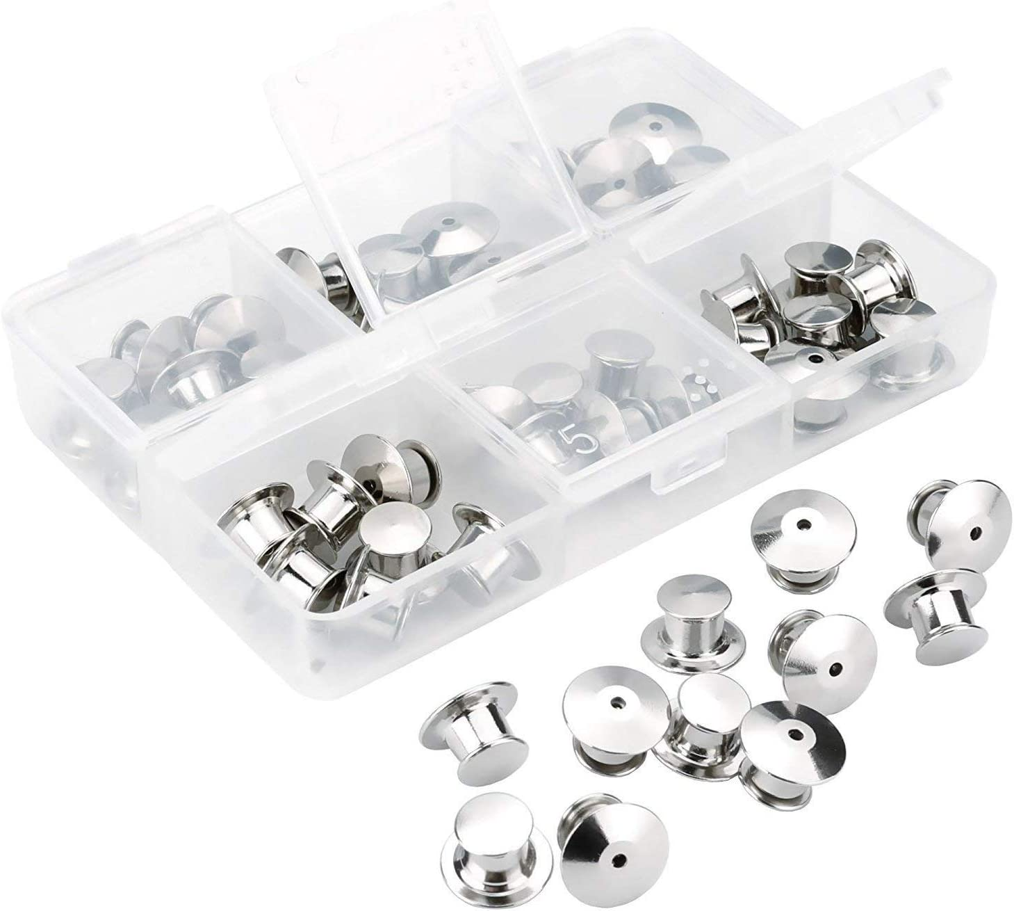 40 Pieces Metal Pin Backs Locking Pin Keepers Locking Clasp with Storage Case