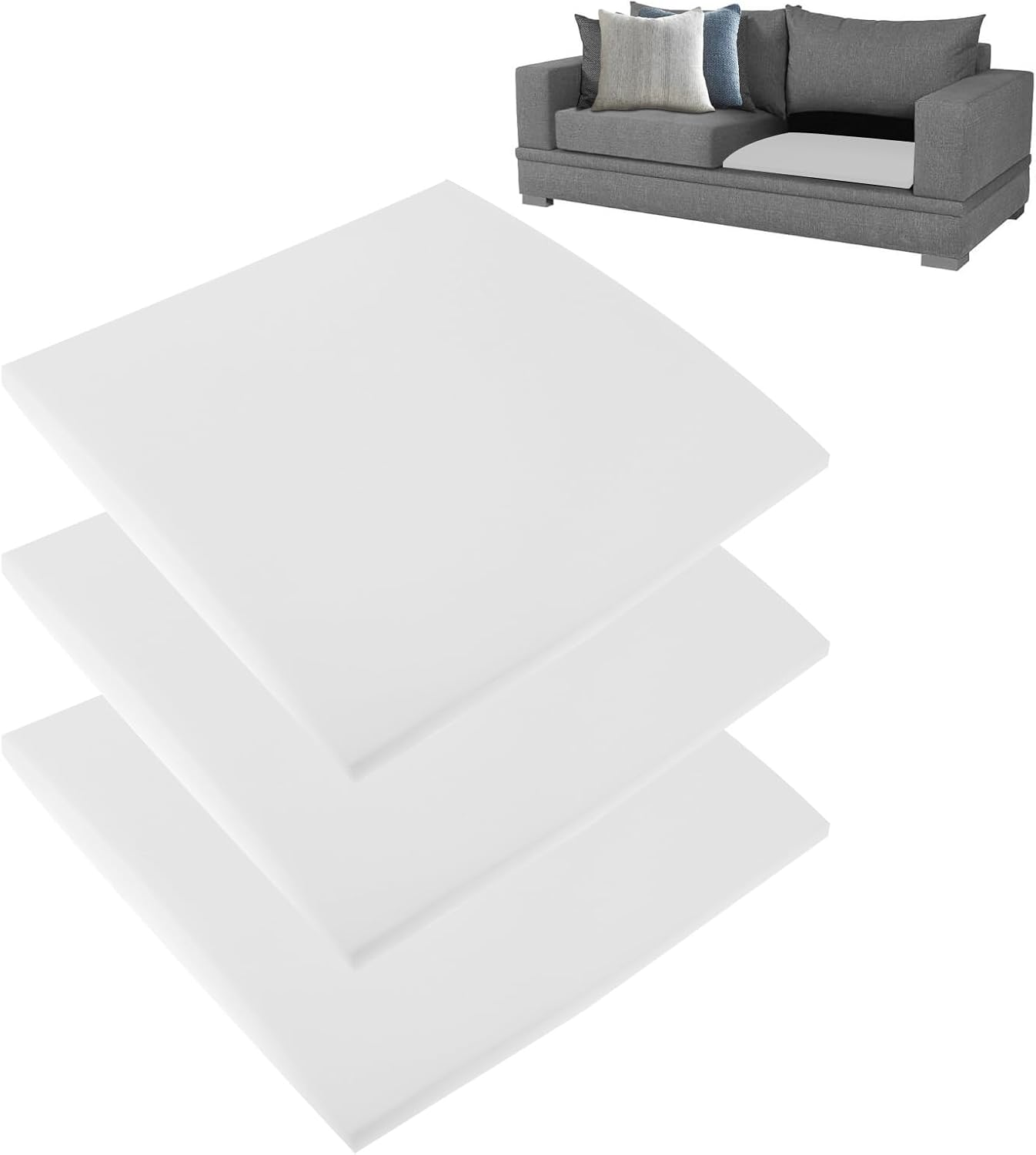 Couch Sofa Cushion Support for Sagging Seat, 3 Pack Couch Cushion Support Set Versatile Chair ​Sagging Pad Comfortable Seat under Firm Flexible Repair Pad (Black)