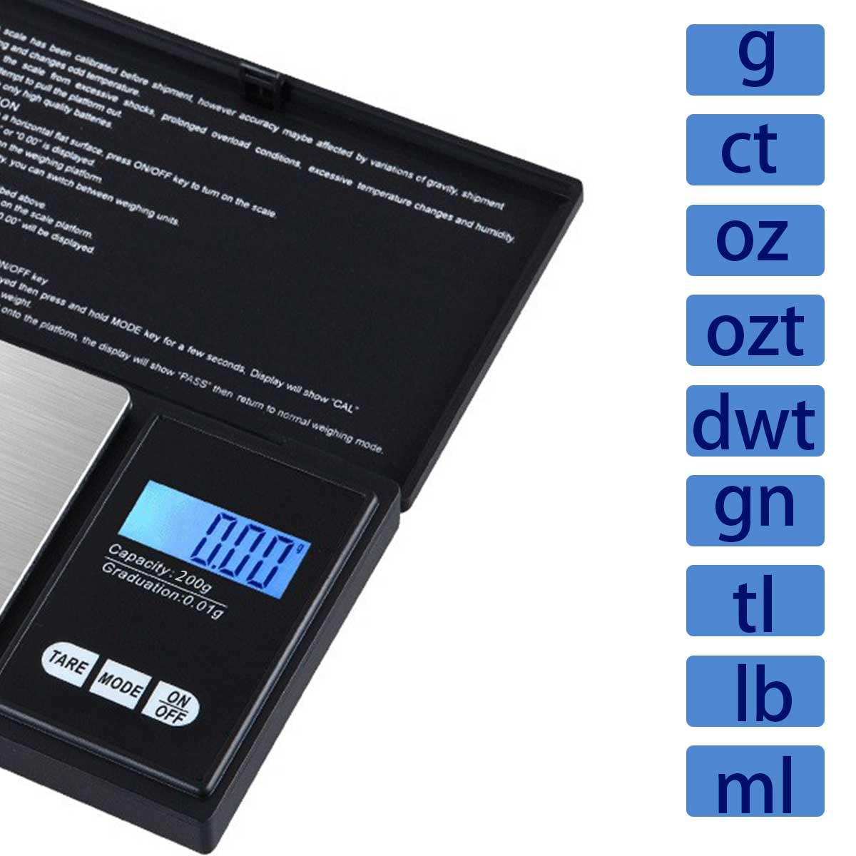 Digital Scale Set,11Lb,5Kg/1G,200G/0.01G,With 50G Calibration Weight,Kitchen Scale,Food Scale,Large Weighing Pans and High-Precision Solutions,Battery Included,Soft Tape Included(150Cm/60Inch) image number 4