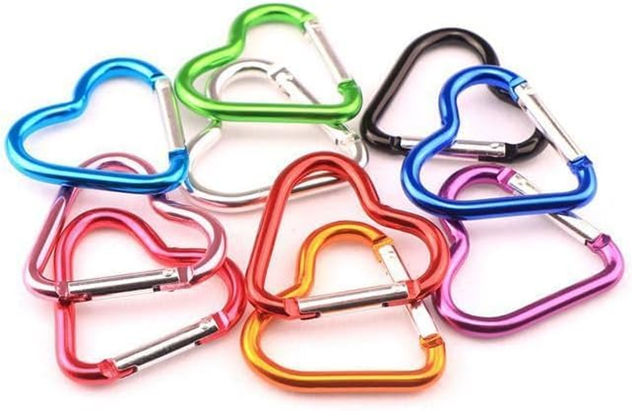 Carabiner Clip, Heart Shaped Climbing Buckle, Aluminum Alloy Heavy Duty Keyring Hook for Camping Fishing Hiking Traveling Aluminum Key Chain Clip Accessories - Red image number 4