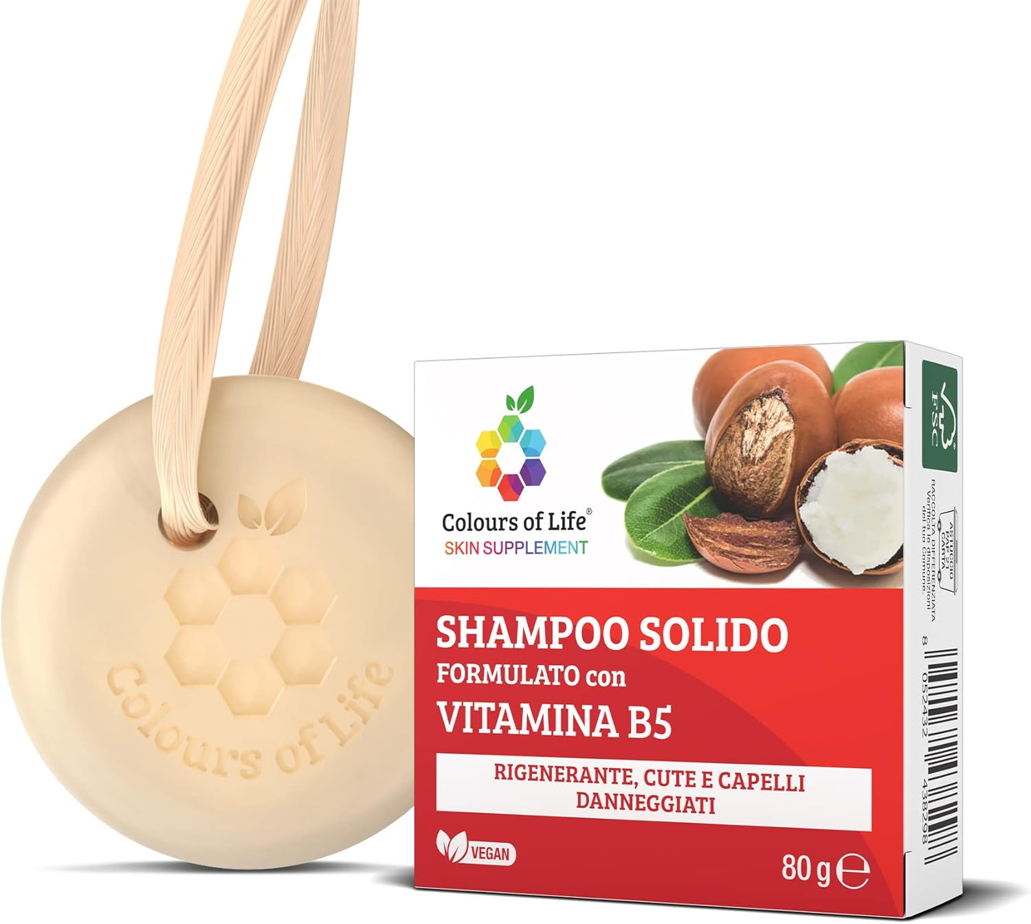 Colours of Life Skin Supplement Vitamin B5 Solid Shampoo 80 G