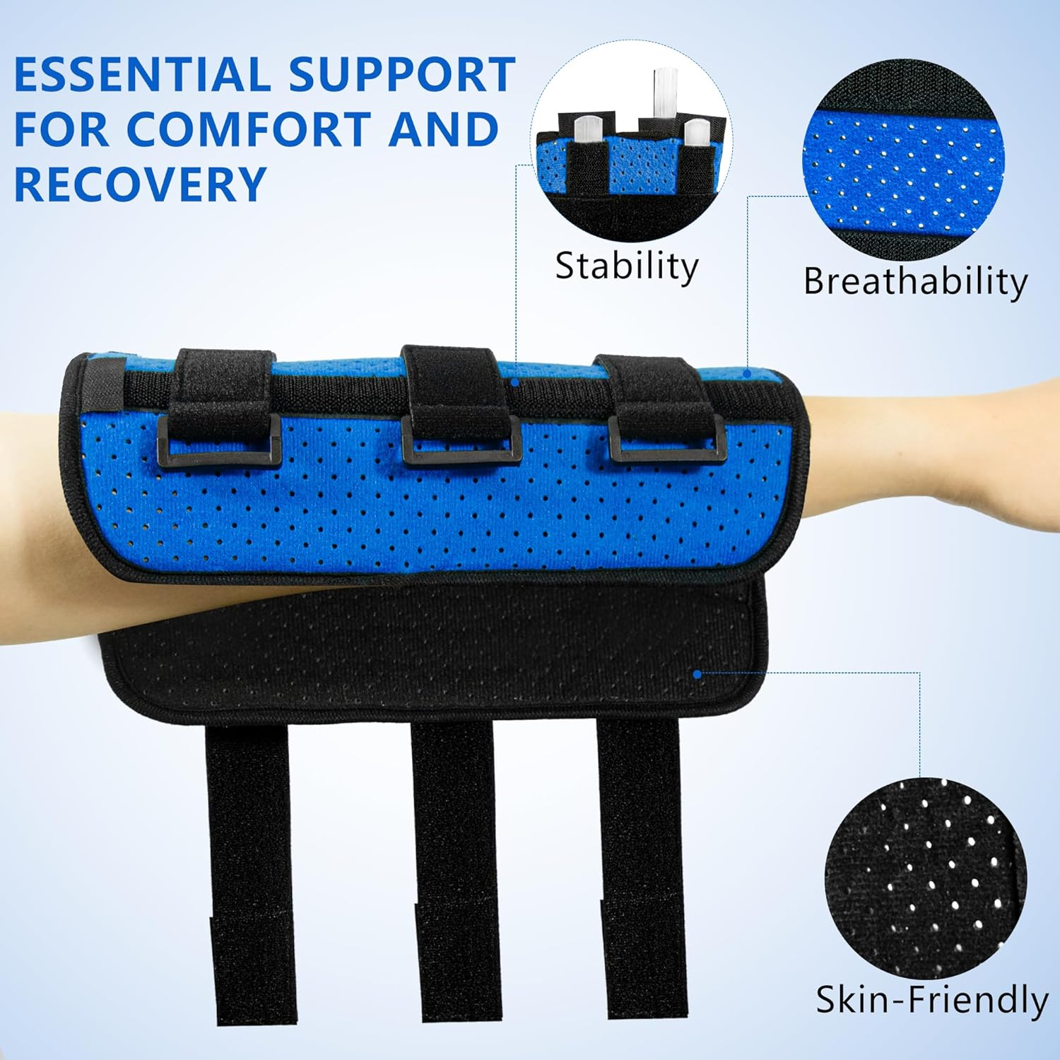 Elbow Brace with 3 Removable Splints for Cubital Tunnel Syndrome, Ulnar Nerve Pain, Stroke Recovery & Arm Injury, Adjustable Night Immobilizer for Men & Women, Left & Right Arm Support image number 1